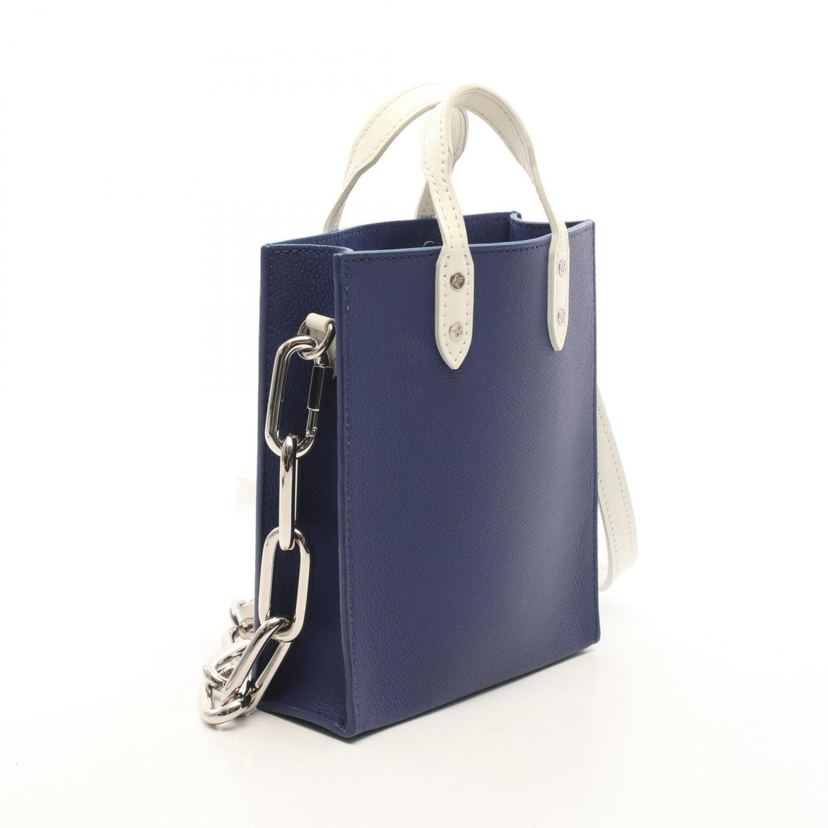 Louis Vuitton Navy White Leather Handbag Tote Bag (Pre-Owned)