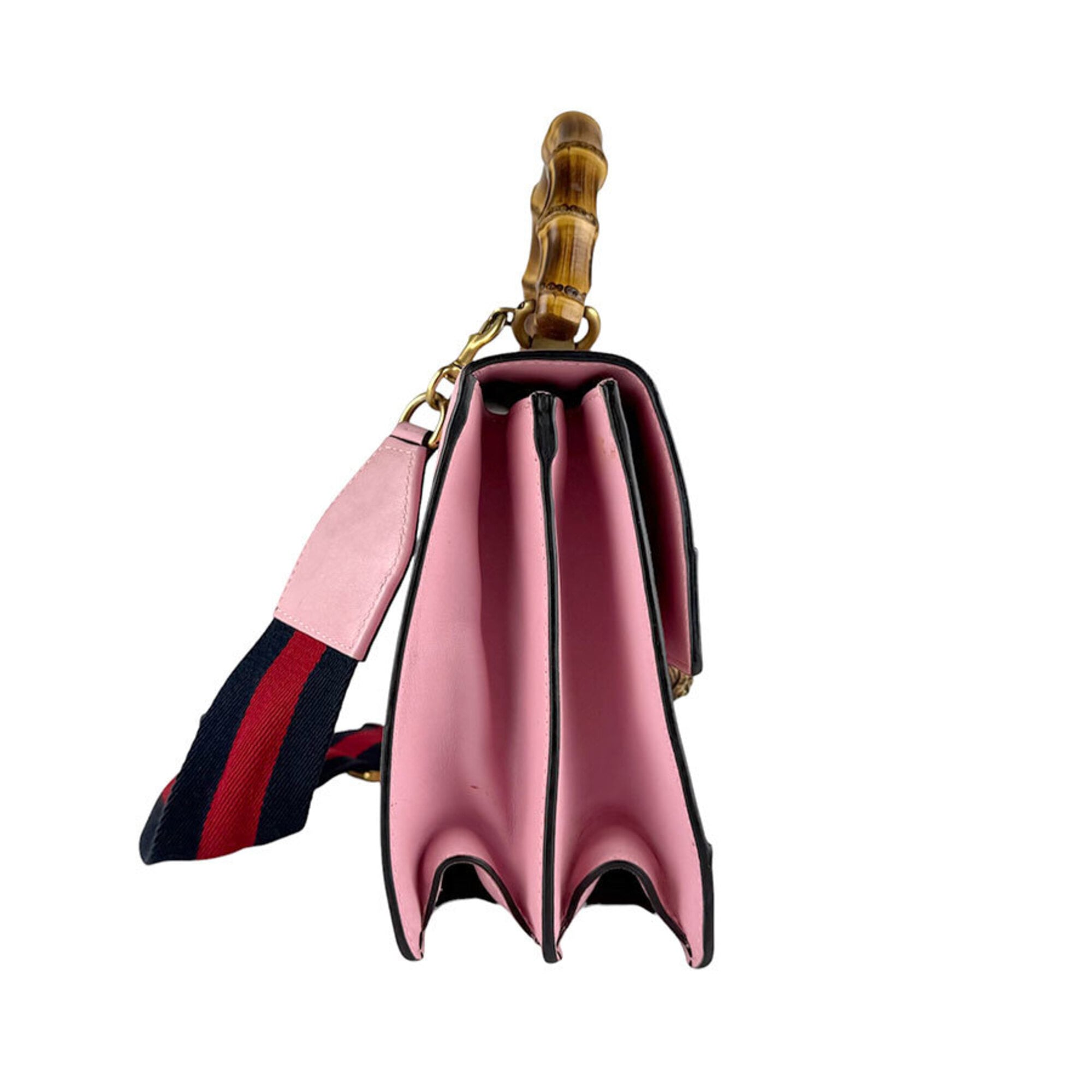 Gucci Navy Pink Red Color Leather Handbag Shoulder Bag (Pre-Owned)