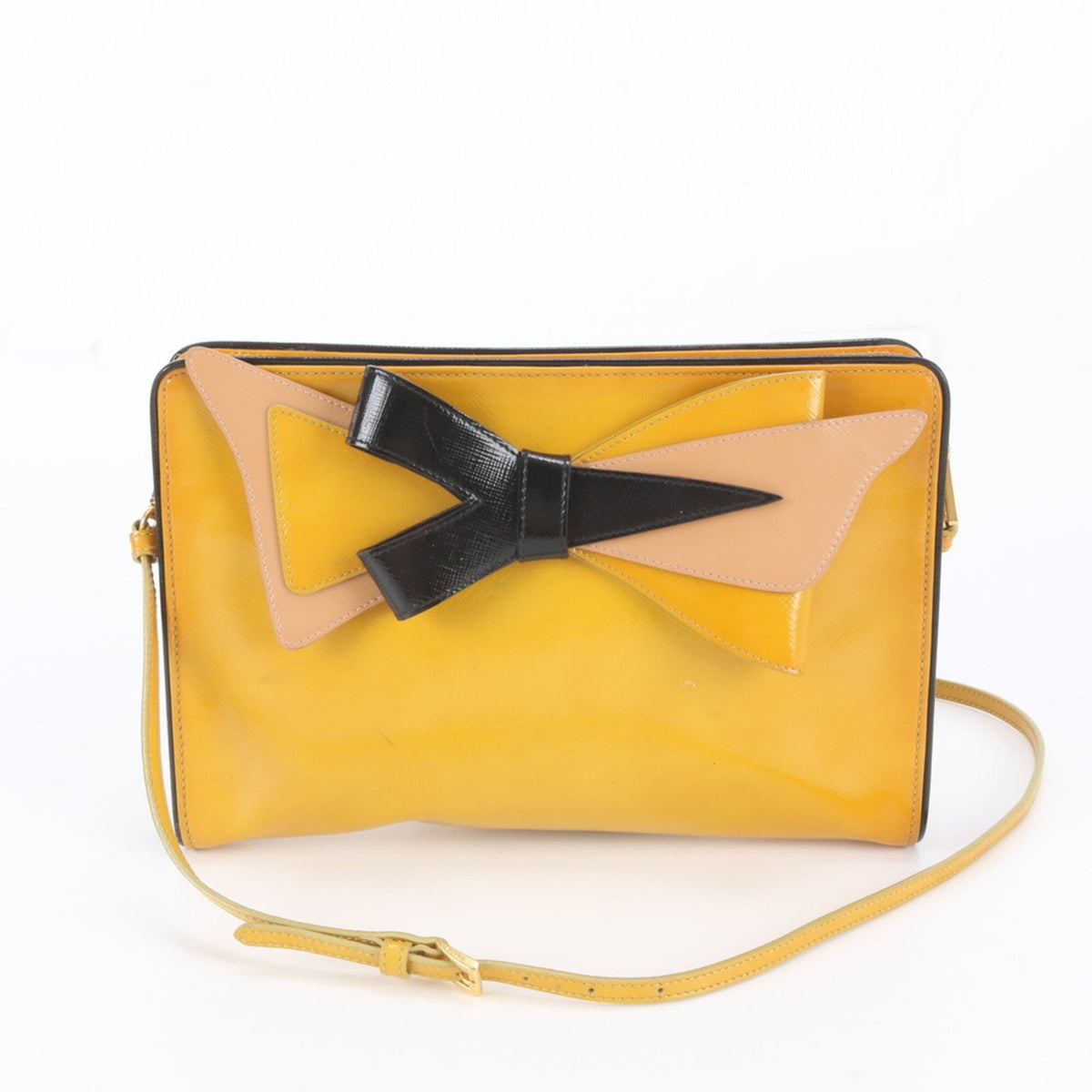 Prada Yellow Leather Crossbody Bag Shoulder Bag (Pre-Owned)