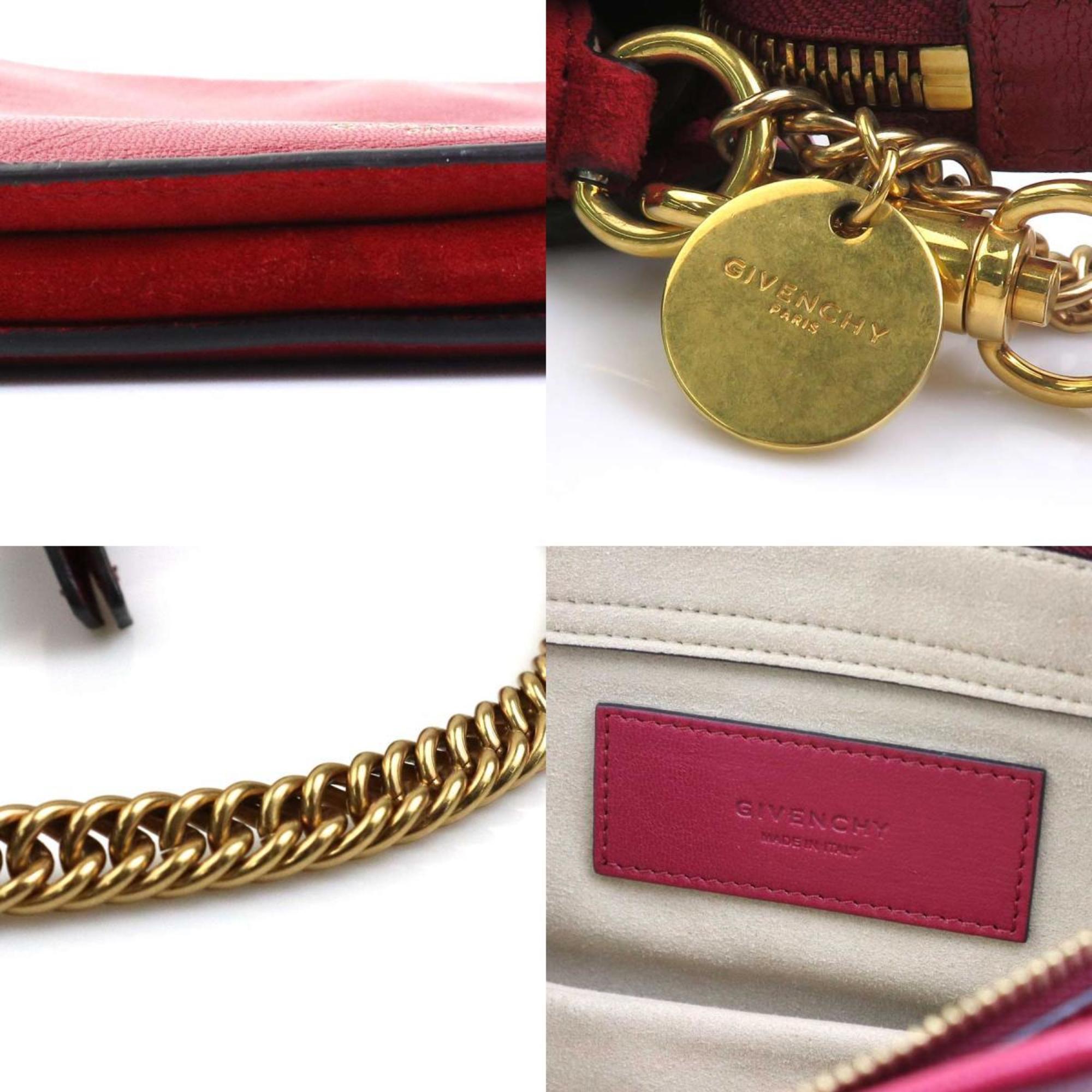 Givenchy Red Color Wine Leather Suede Shoulder Bag (Pre-Owned)