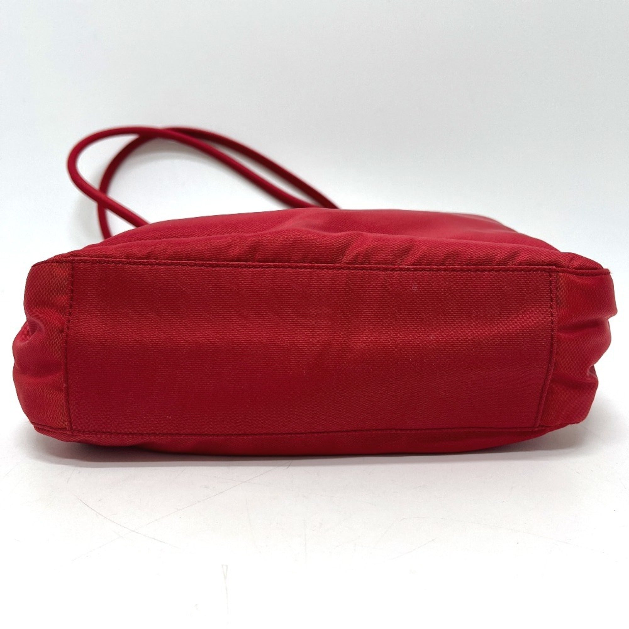 Prada Red Color Nylon Handbag Tote Bag (Pre-Owned)
