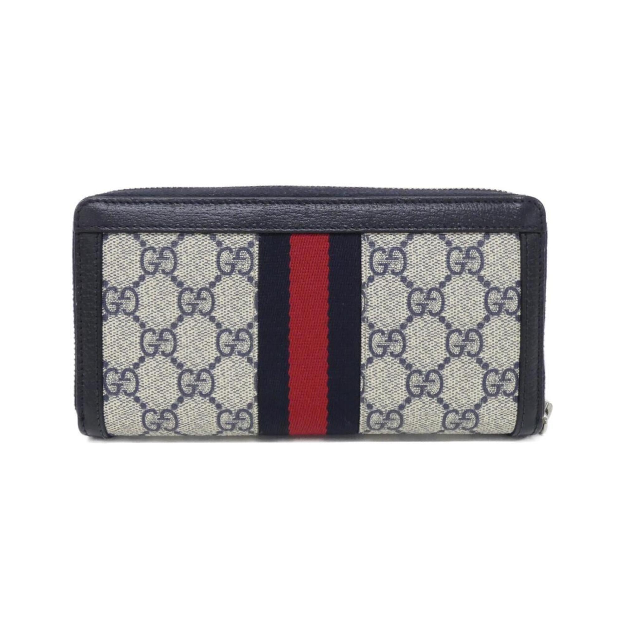 Gucci Beige Blue Gg Supreme Long Wallet (Bi-Fold) (Pre-Owned)