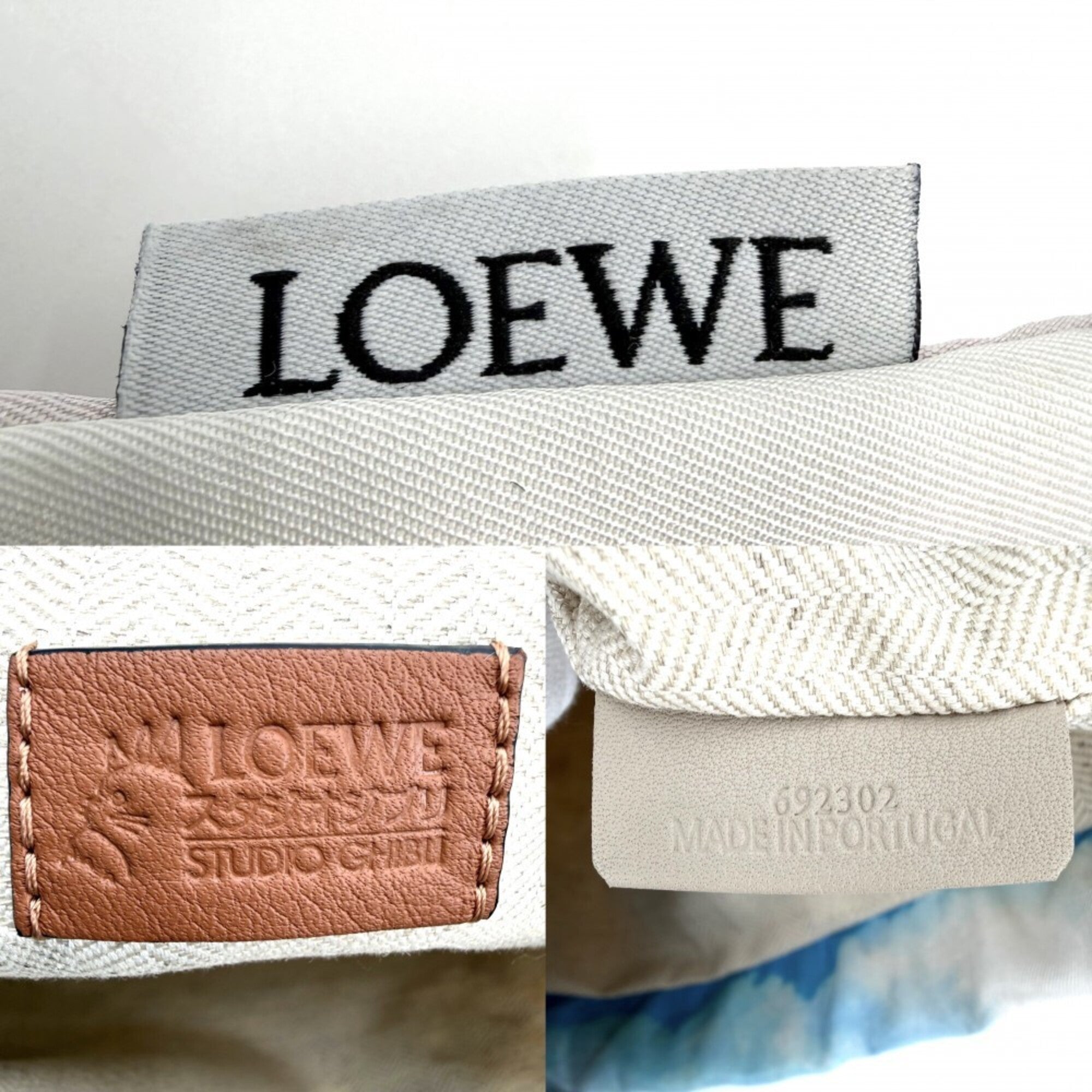 Loewe Linen Blue Multi-Color Cotton Linen Pouch (Pre-Owned)