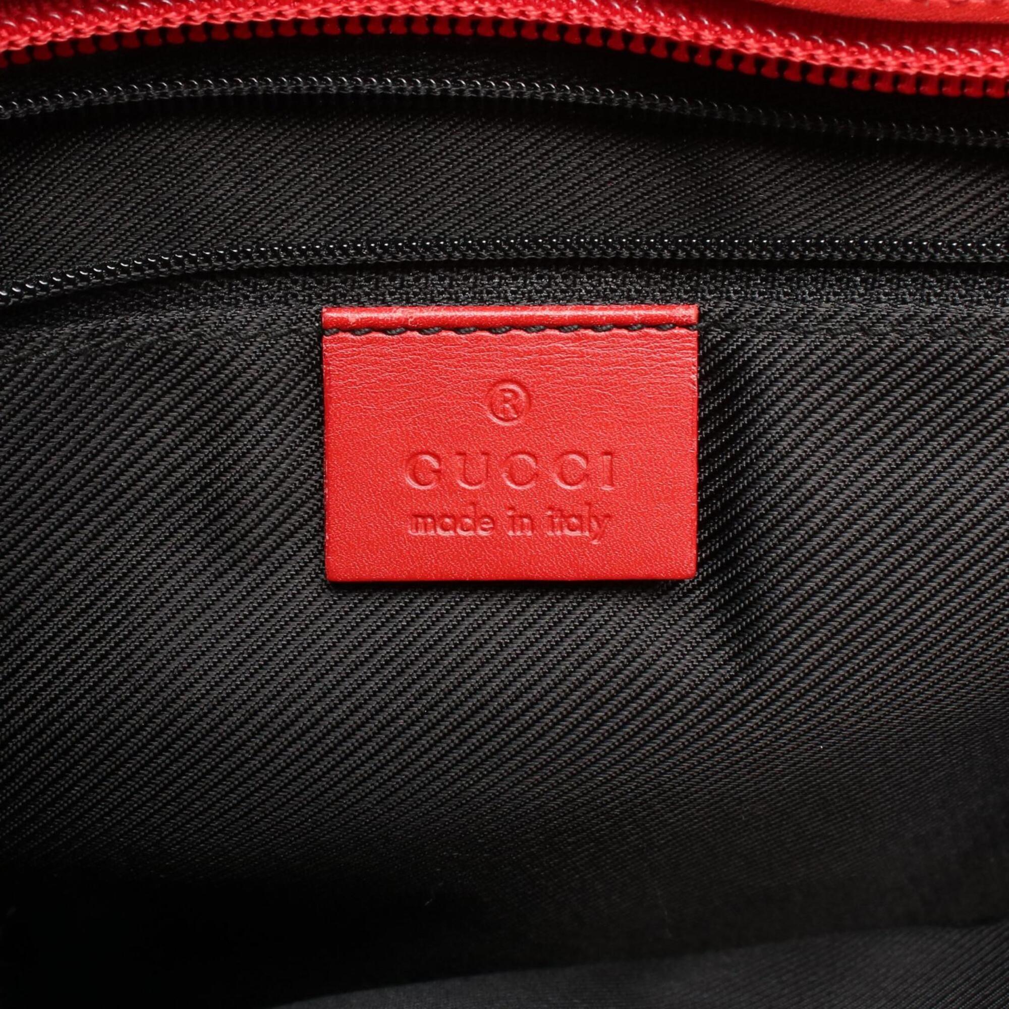 Gucci Beige Black Red Color Canvas Leather Handbag Tote Bag (Pre-Owned)