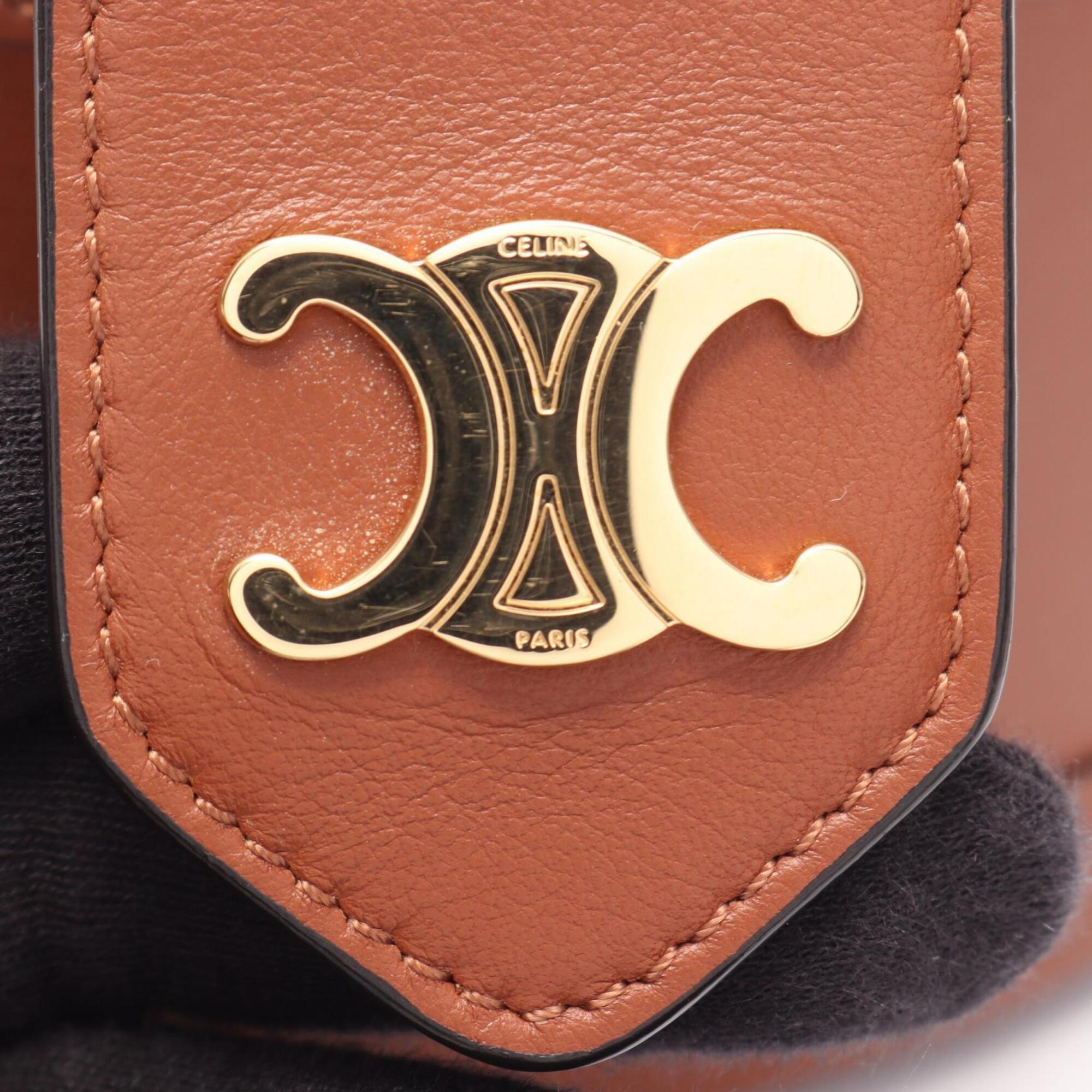 Celine Brown Leather Handbag Shoulder Bag (Pre-Owned)
