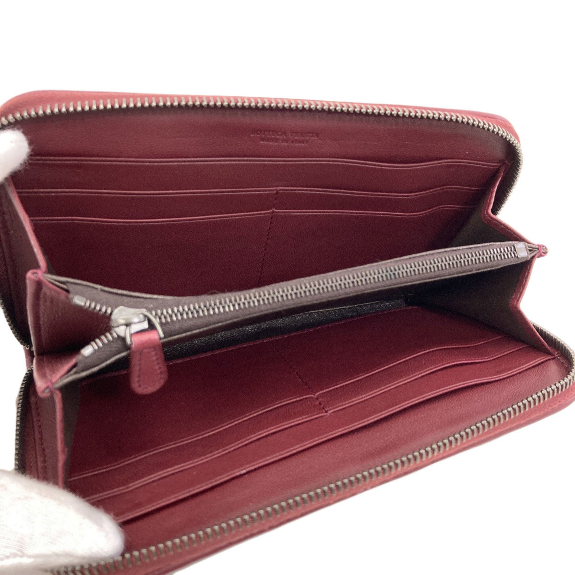 Bottega Veneta Bordeaux Leather Long Wallet (Bi-Fold) (Pre-Owned)