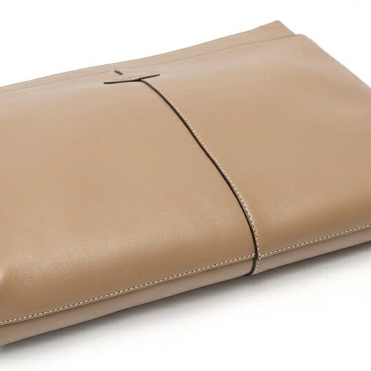 Tod's Beige Leather Clutch Bag Pouch (Pre-Owned)