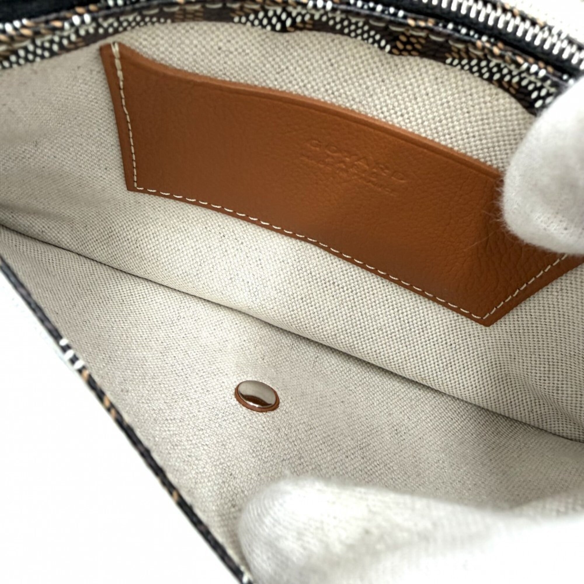 Goyard Black Brown Coated Canvas Leather Shoulder Bag (Pre-Owned)