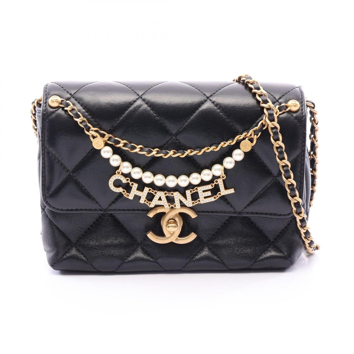 Chanel Black Leather Handbag Shoulder Bag (Pre-Owned)
