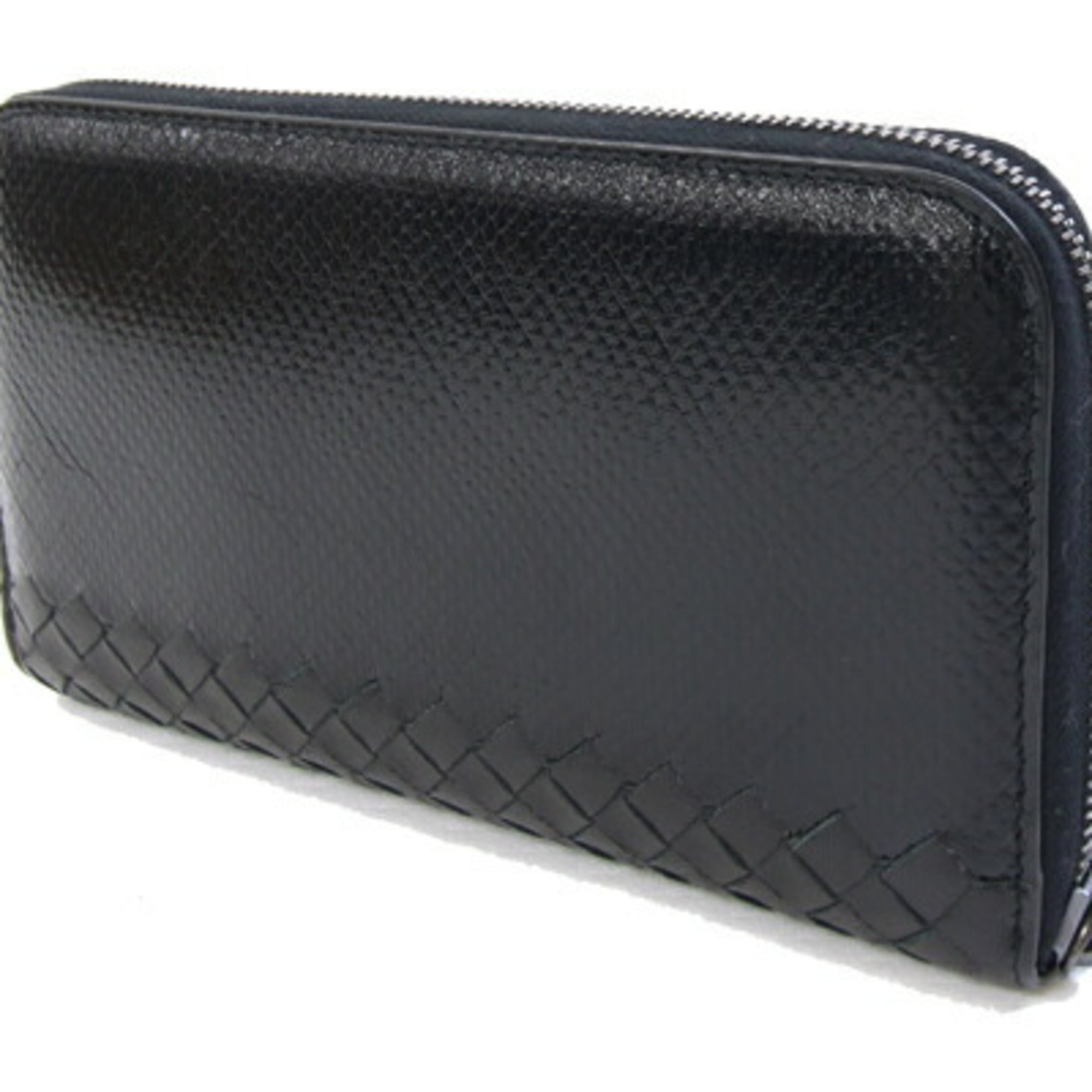 Bottega Veneta Black Leather Long Wallet (Bi-Fold) (Pre-Owned)