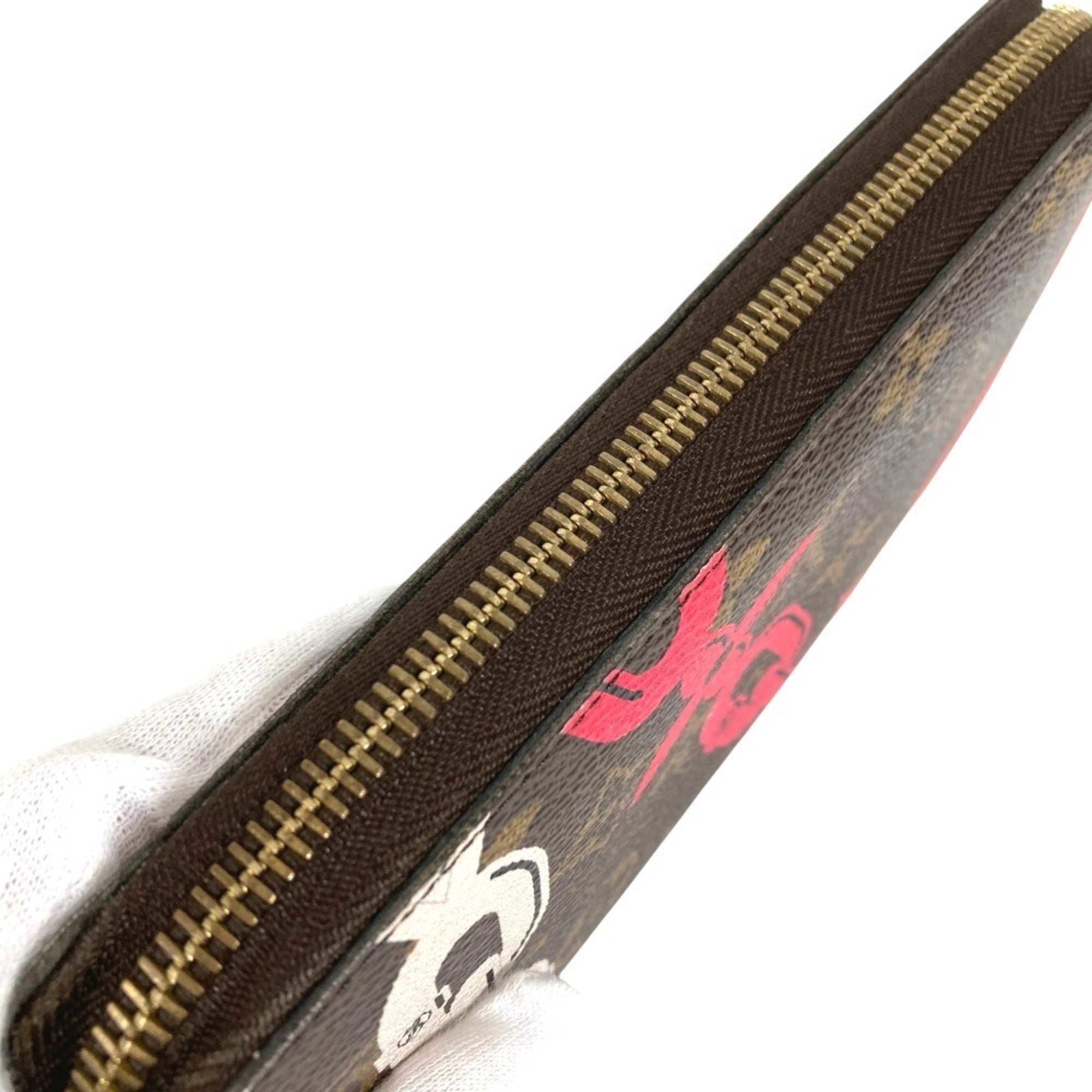 Louis Vuitton Brown Pink Monogram Canvas Long Wallet (Bi-Fold) (Pre-Owned)