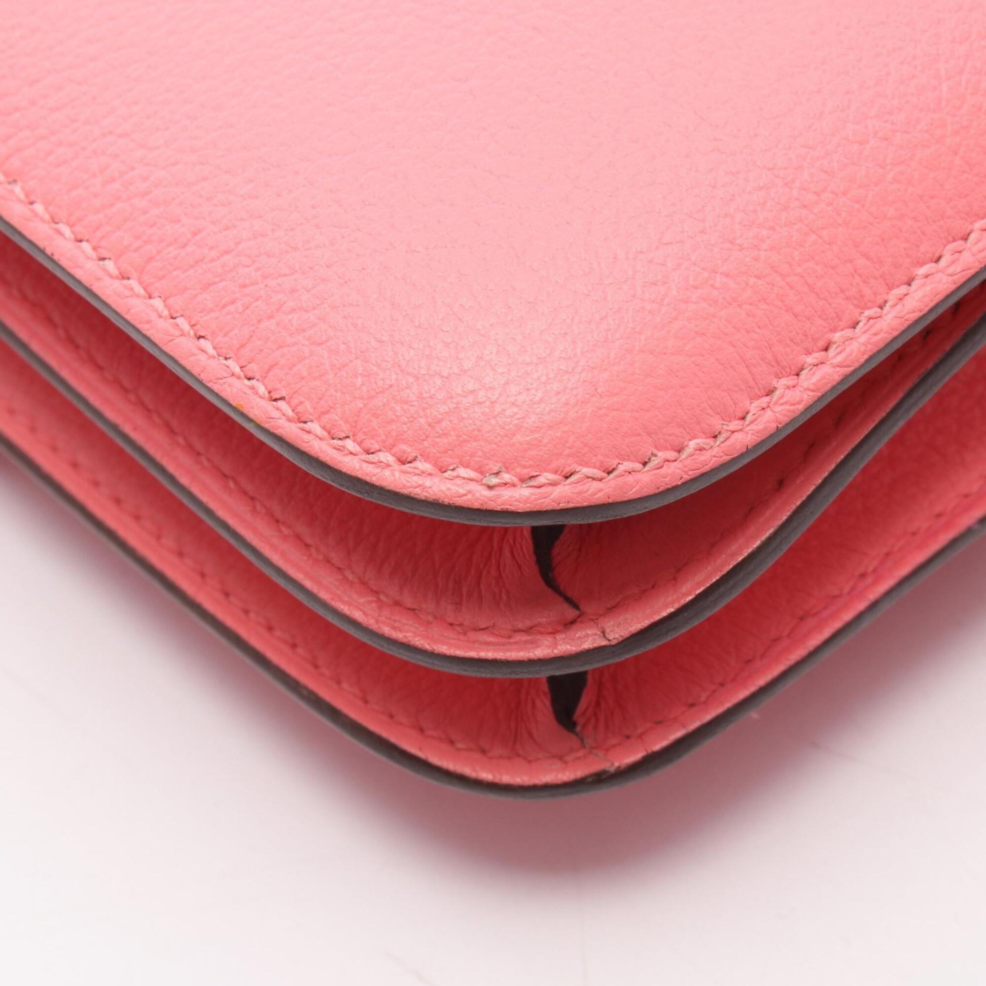 Hermes Pink Leather Handbag Shoulder Bag (Pre-Owned)