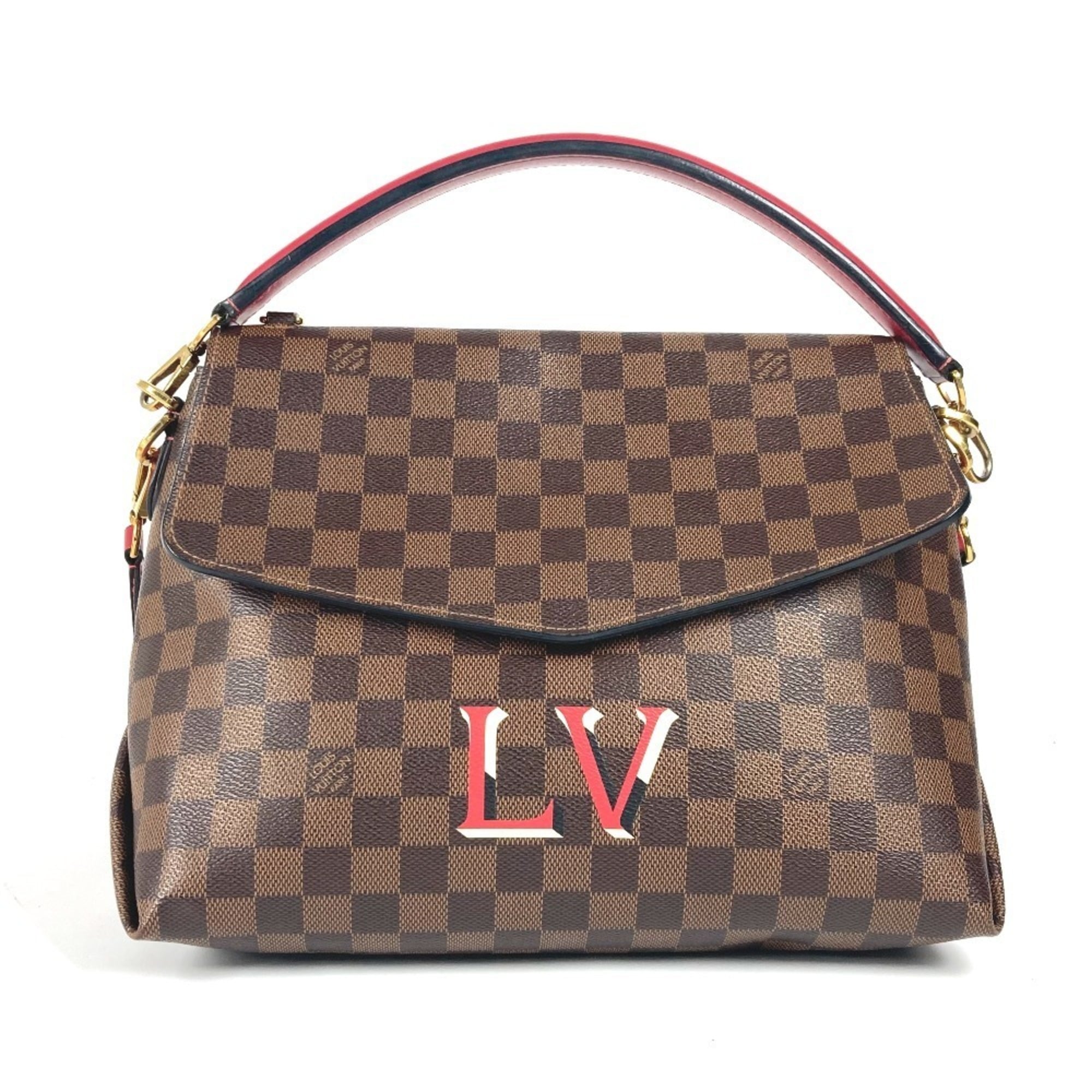 Louis Vuitton Brown Damier Canvas Ebene Galle Red Color Damier Canvas Handbag Shoulder Bag Tote Bag (Pre-Owned)