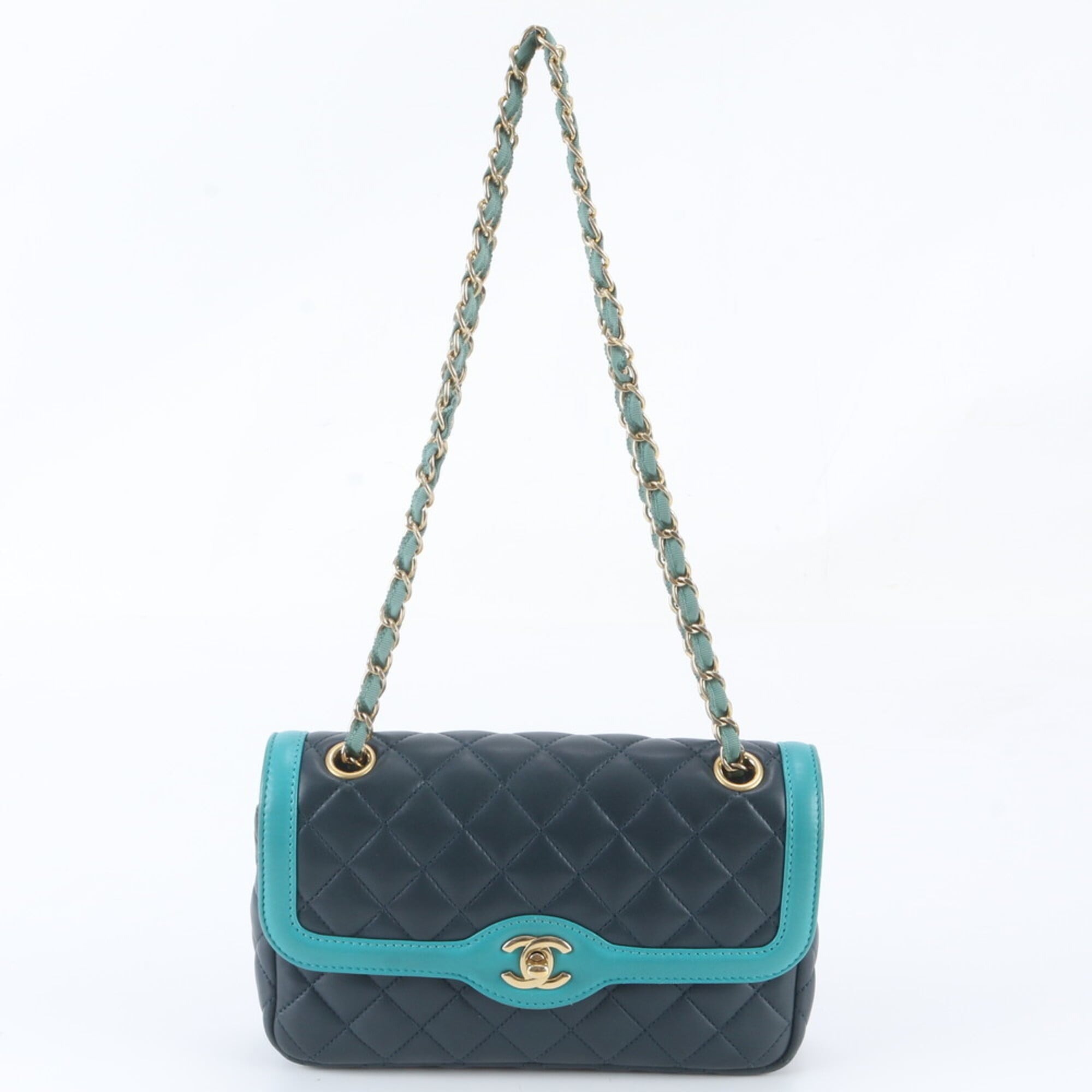 Chanel Dark Green Leather Shoulder Bag (Pre-Owned)