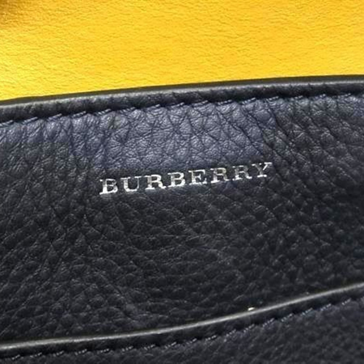 Burberry Navy Leather Handbag Shoulder Bag (Pre-Owned)