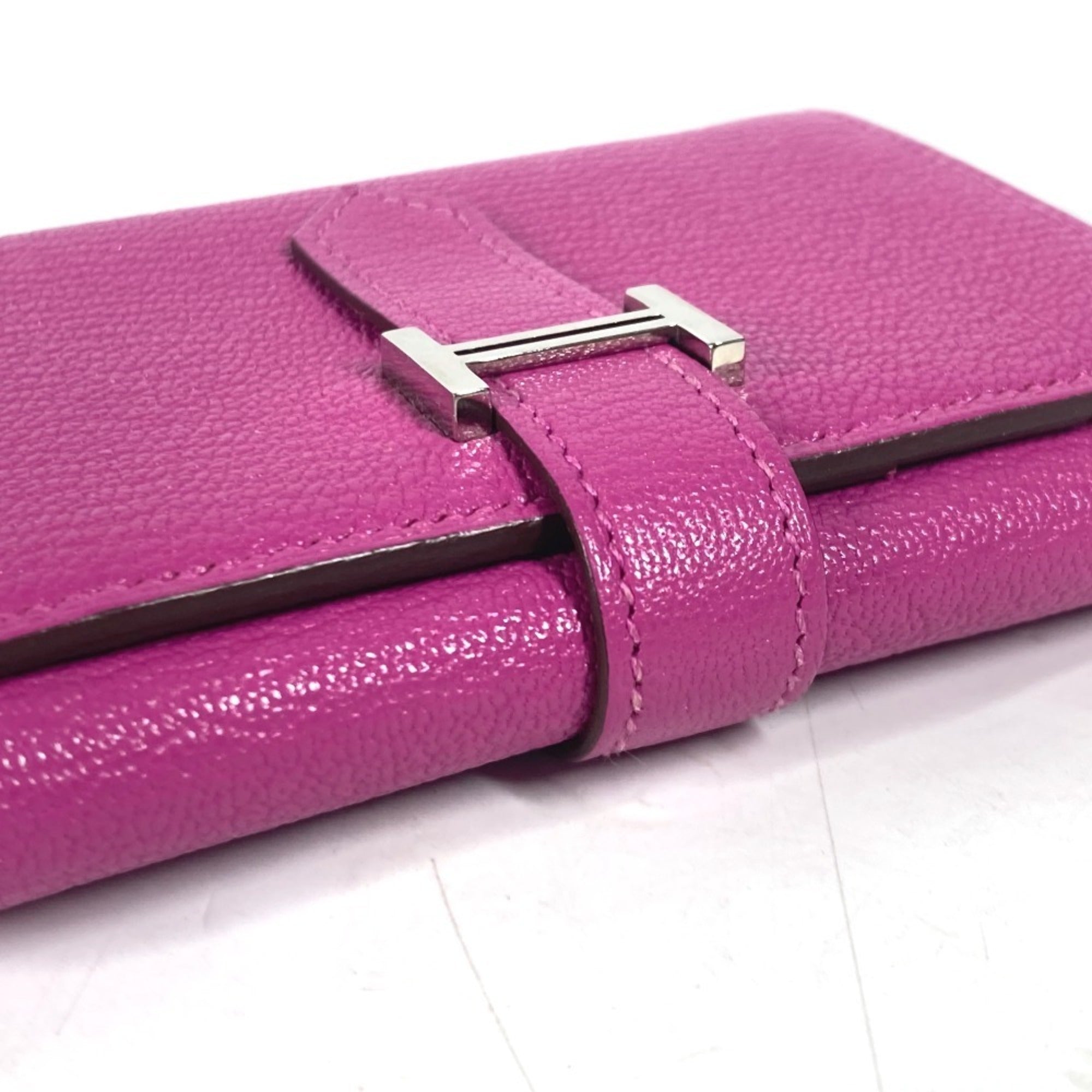 Hermes Pink Purple Chevre Leather Wallet (Tri-Fold) (Pre-Owned)