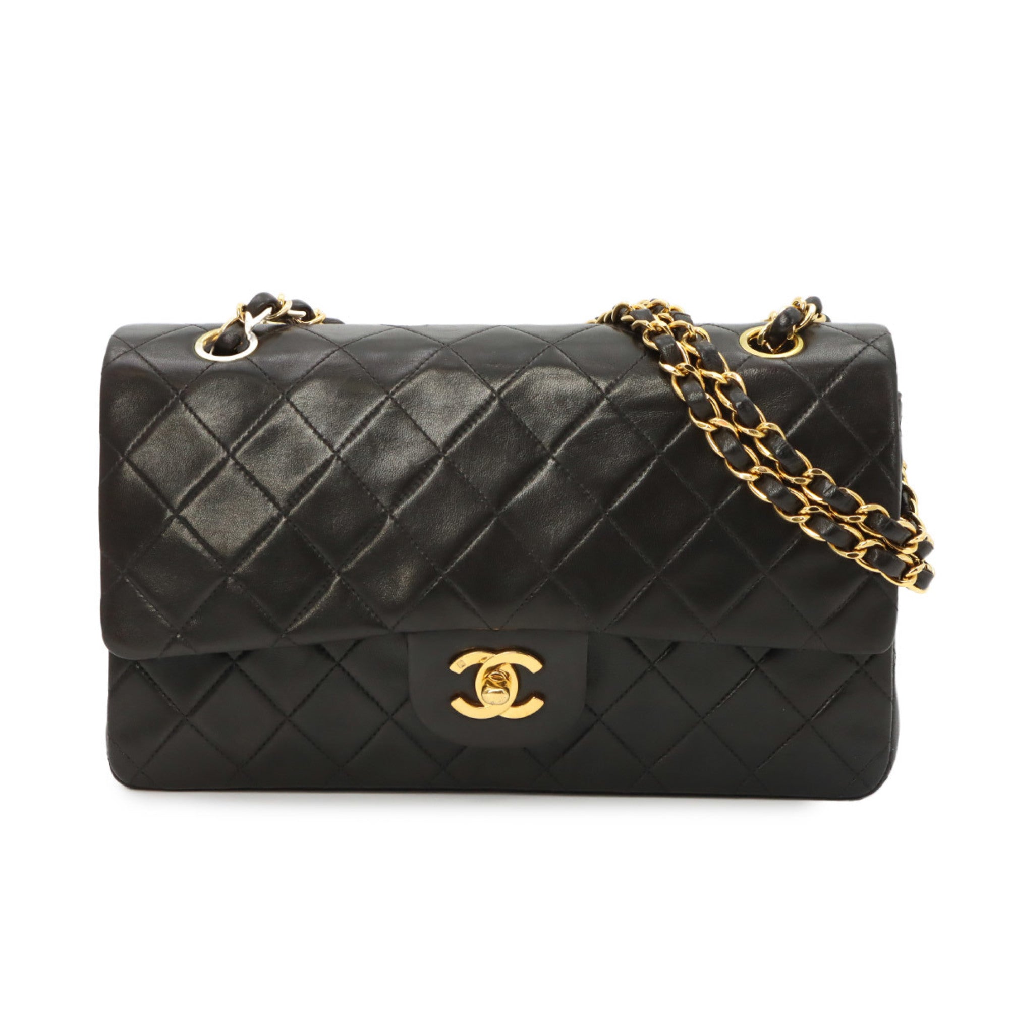 Chanel Black Leather Handbag Shoulder Bag (Pre-Owned)