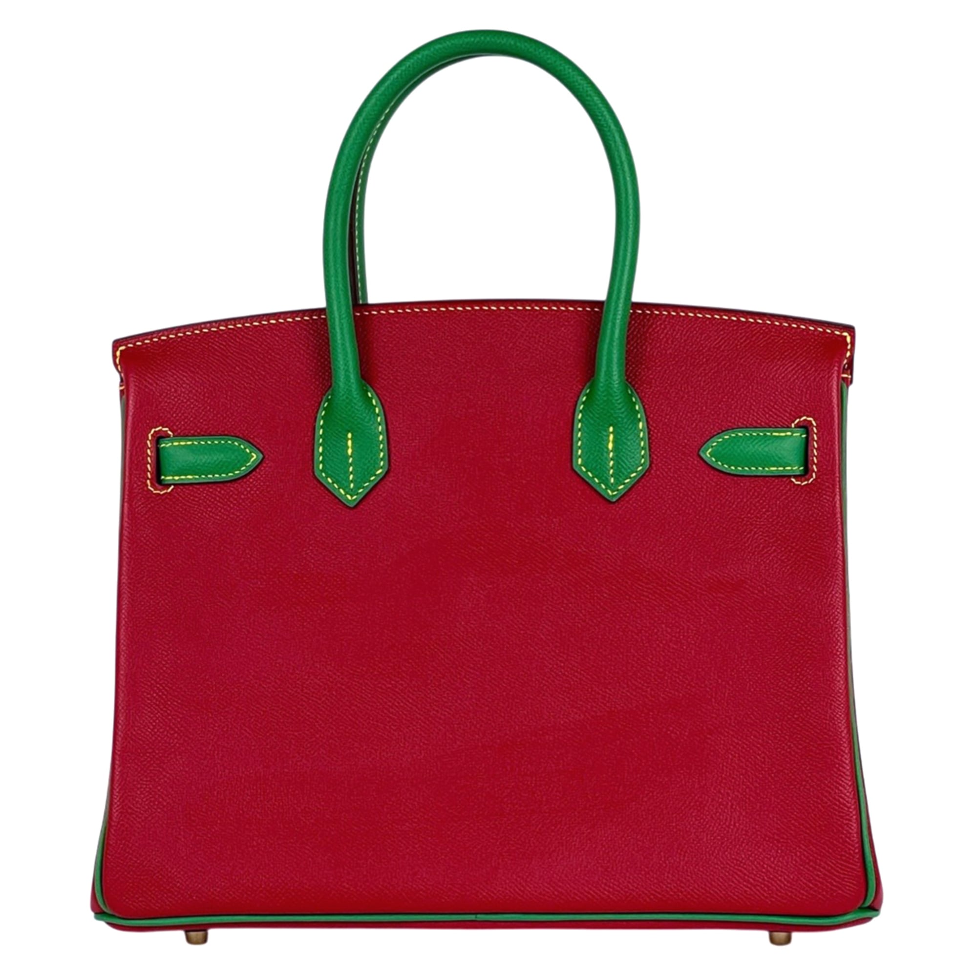 Hermes Birkin Bambou Green Rouge Casaque Epsom Leather Handbag (Pre-Owned)