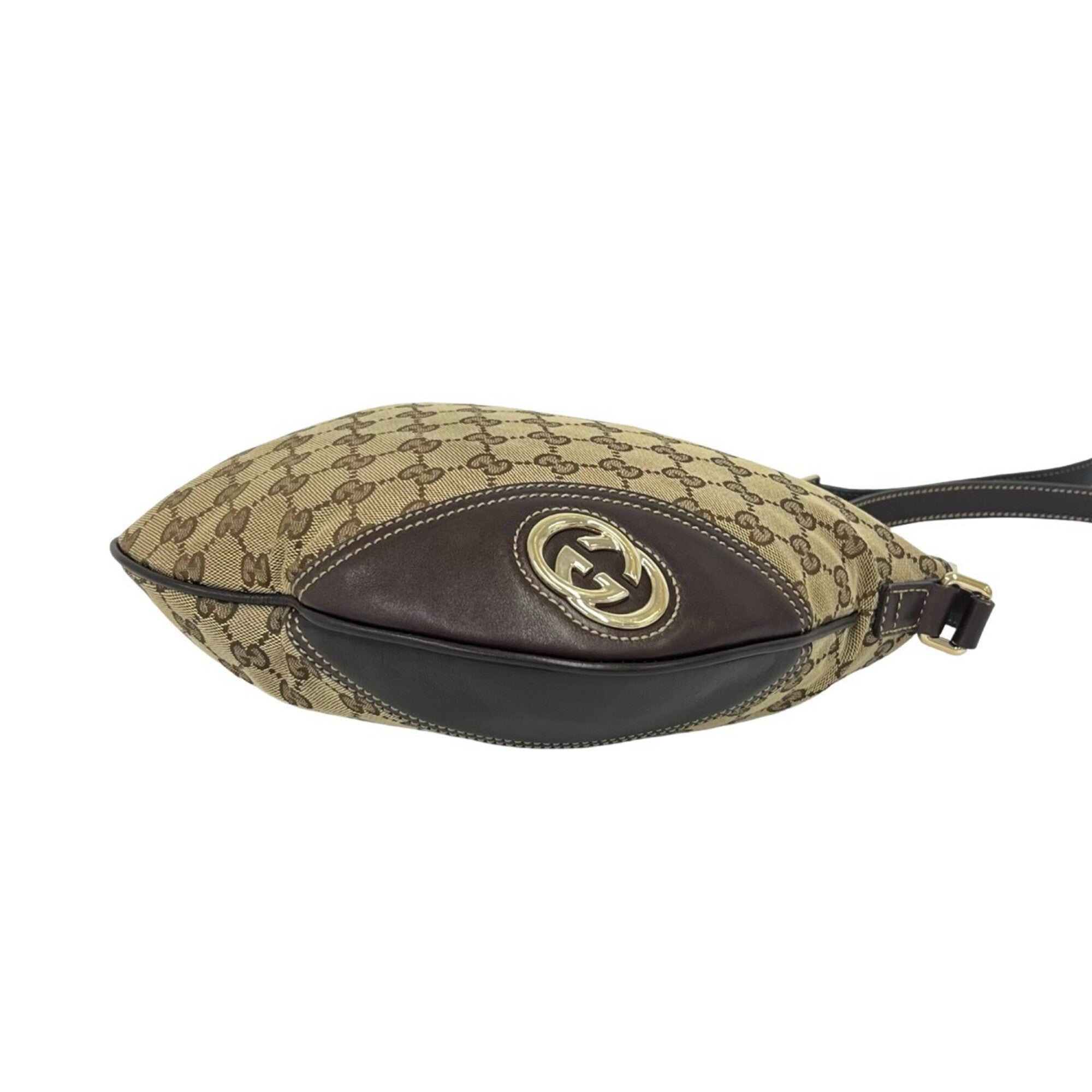 Gucci Brown Canvas Leather Pochette Shoulder Bag (Pre-Owned)