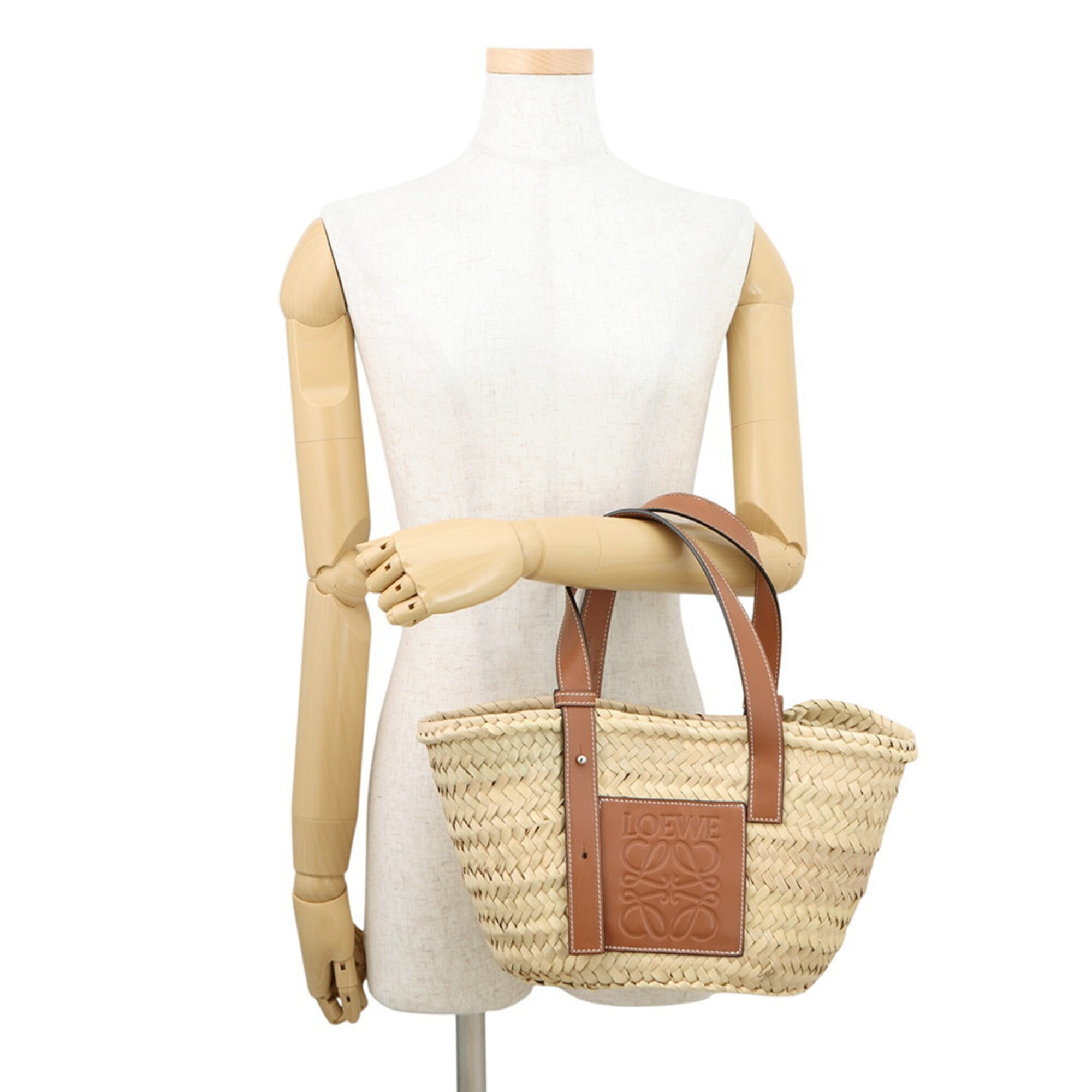 Loewe Brown Raffia Leather Basket Handbag (Pre-Owned)