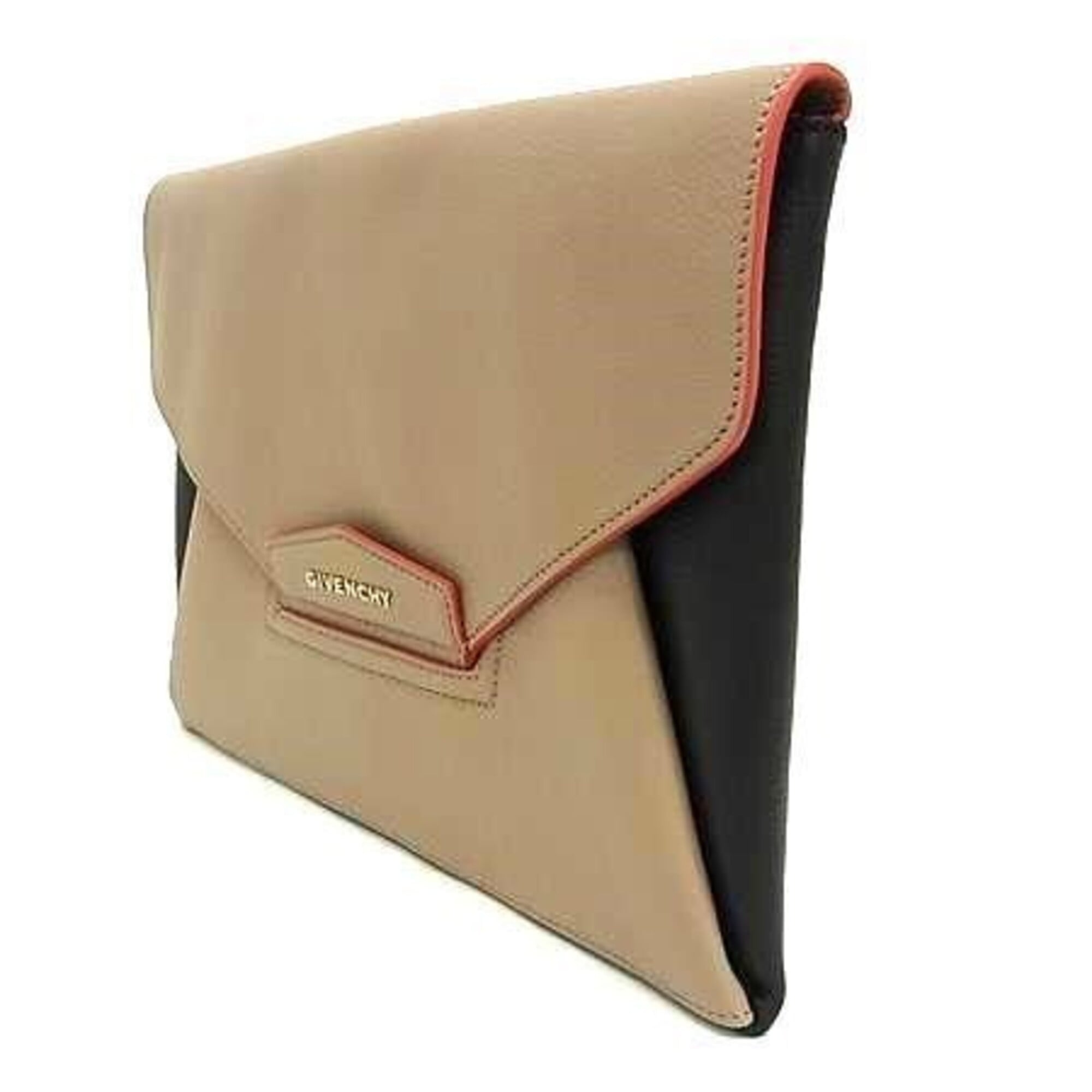 Givenchy Beige Black Leather Clutch Bag (Pre-Owned)