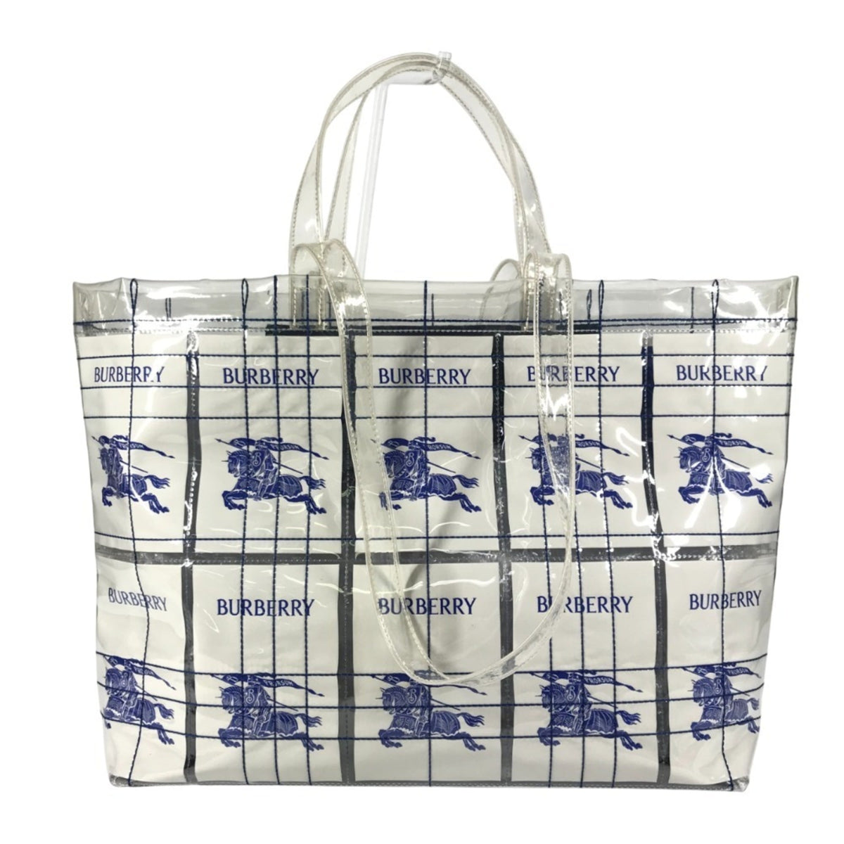Burberry Blue Clear Yellow Vinyl Shoulder Bag Tote Bag (Pre-Owned)