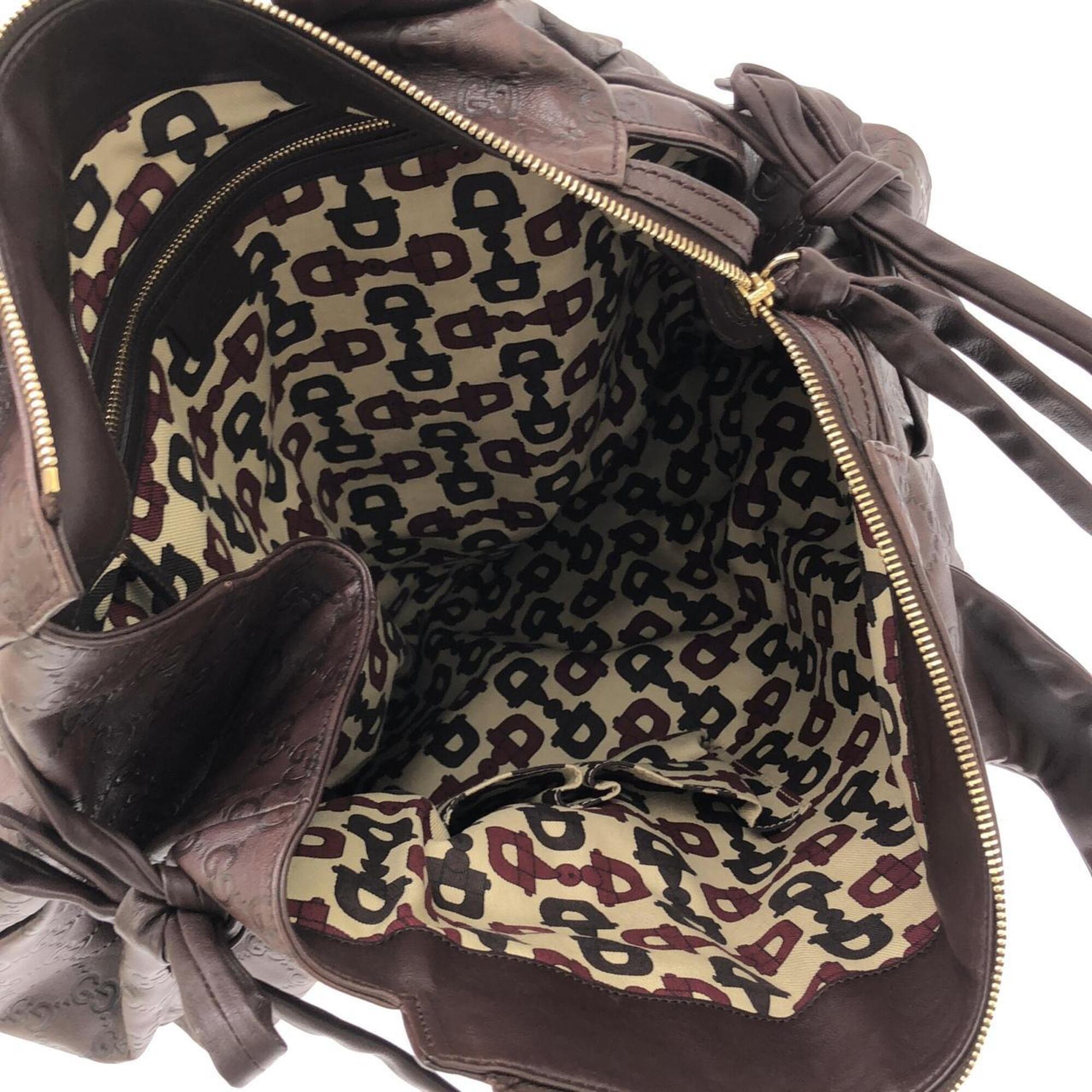 Gucci Brown Gg Leather Handbag (Pre-Owned)
