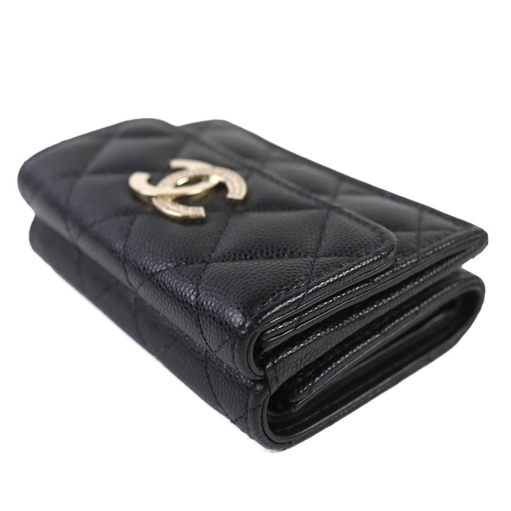 Chanel Matelasse Black Grained Calfskin Wallet (Tri-Fold) (Pre-Owned)