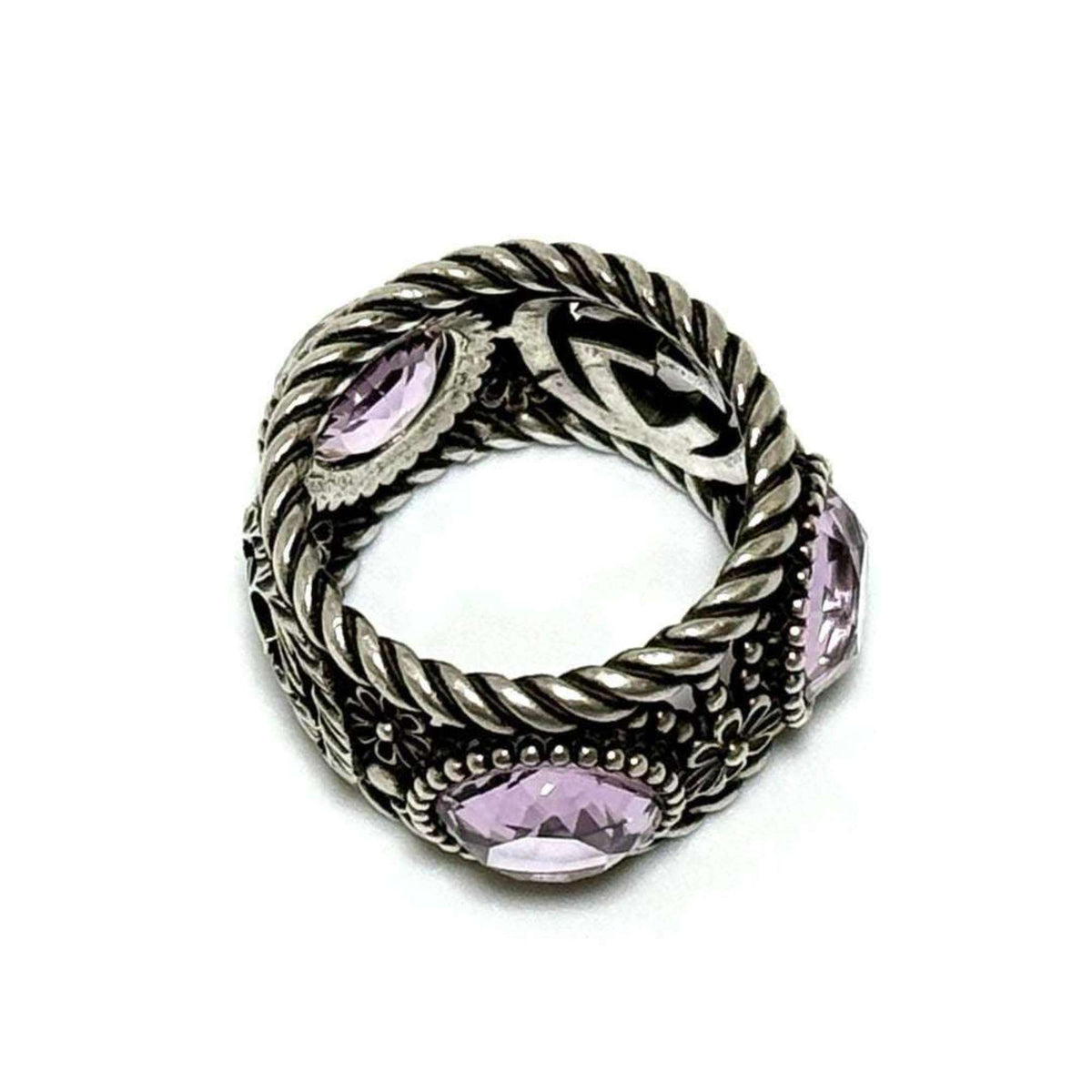 Gucci Silver Rhinestone Silver 925 Band Ring (Pre-Owned)