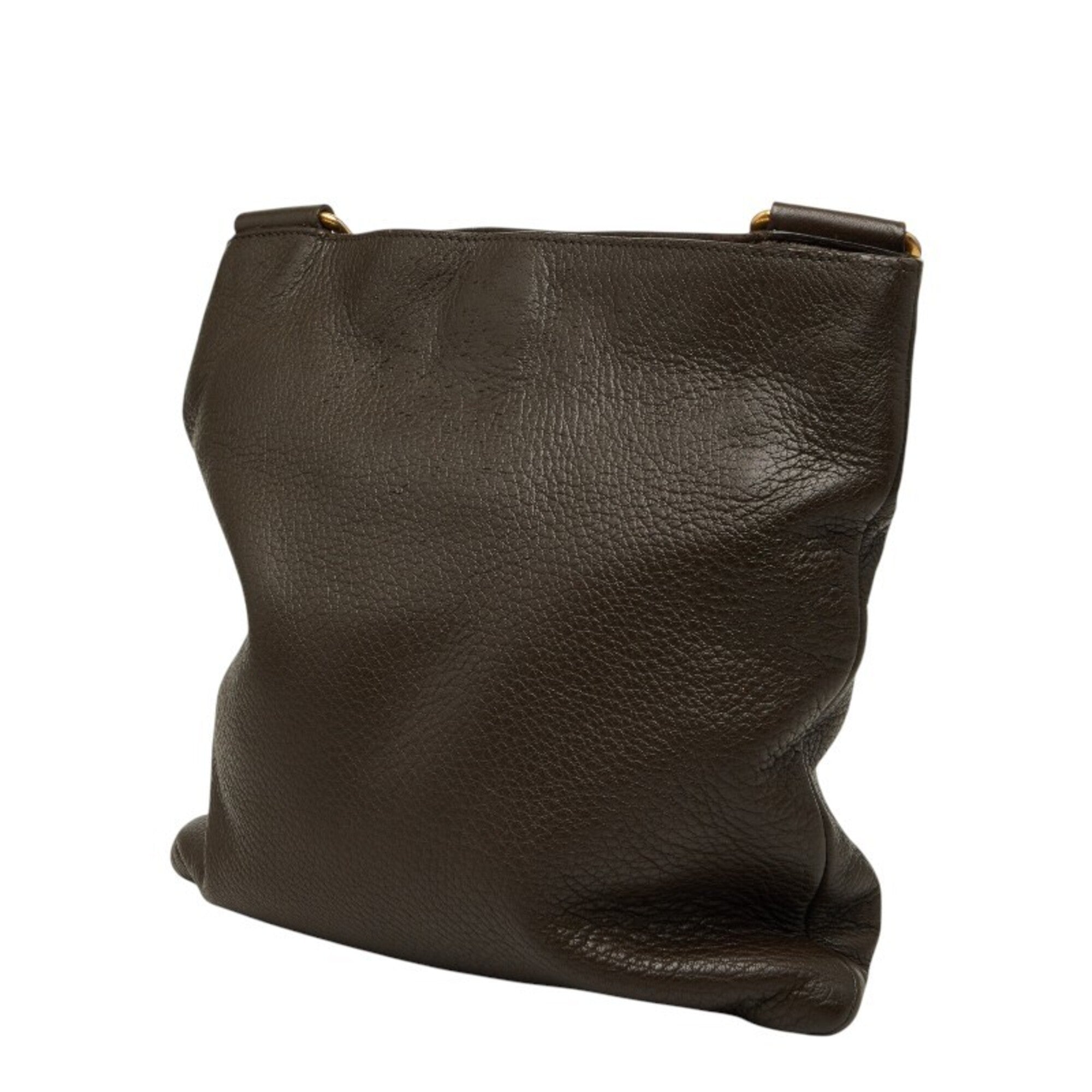Prada Dark Brown Leather Shoulder Bag (Pre-Owned)