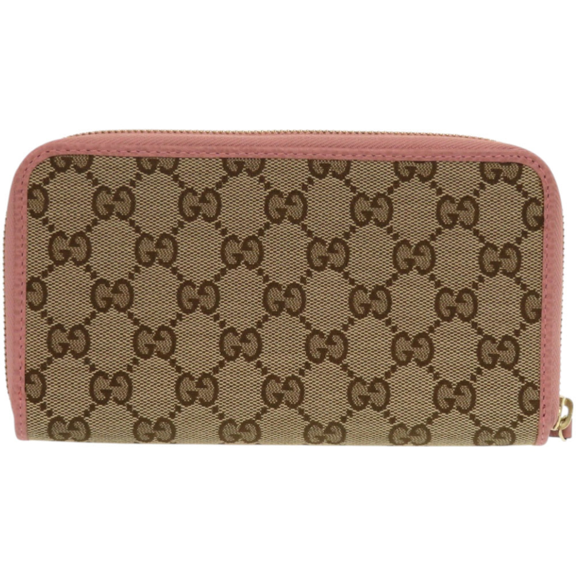 Gucci Beige Dusty Pink Gg Supreme Canvas Long Wallet (Bi-Fold) (Pre-Owned)