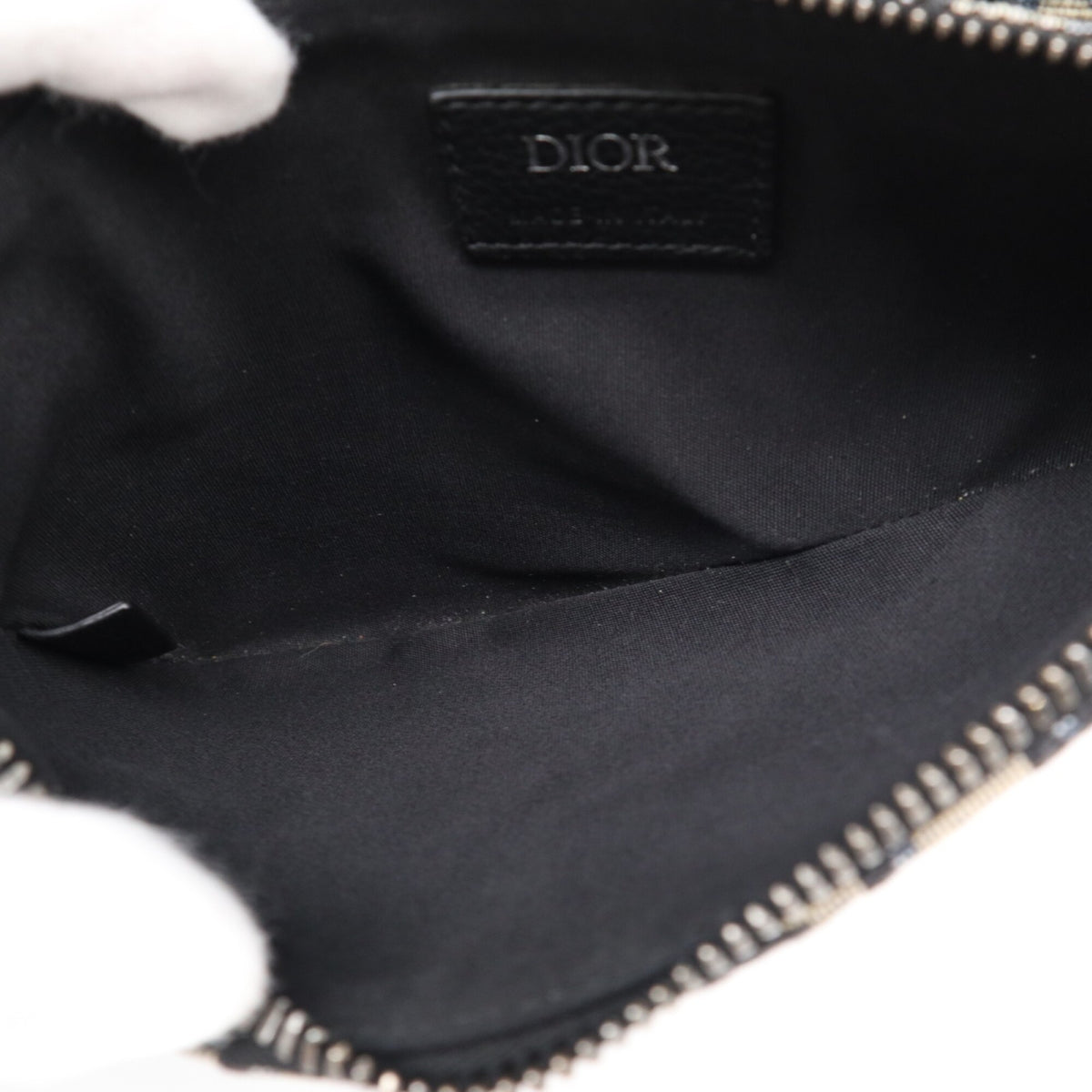 Christian Dior Beige Navy Cotton Leather Shoulder Bag (Pre-Owned)