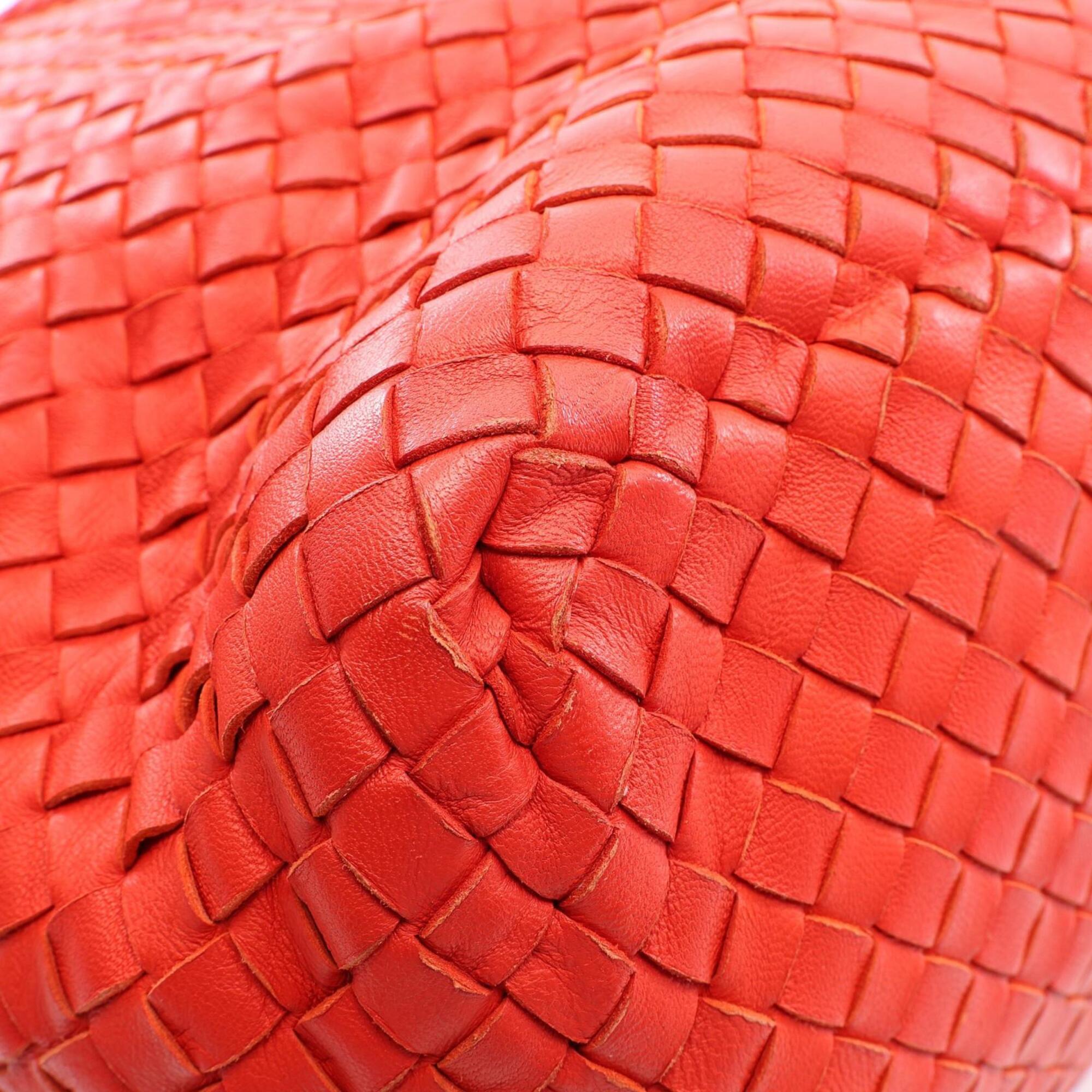 Bottega Veneta Red Color Leather Handbag Tote Bag (Pre-Owned)