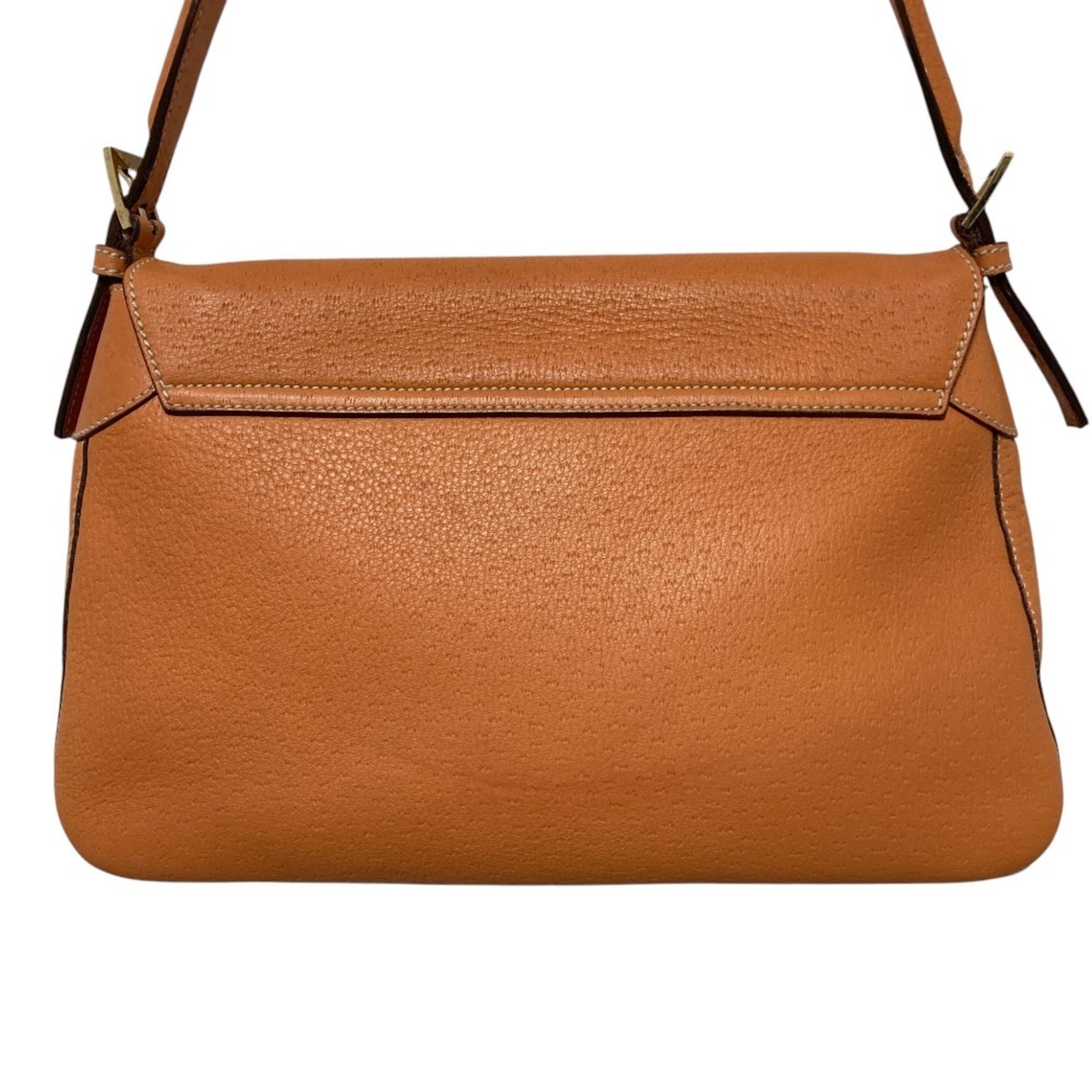 Salvatore Ferragamo Gancini Orange Leather Shoulder Bag (Pre-Owned)