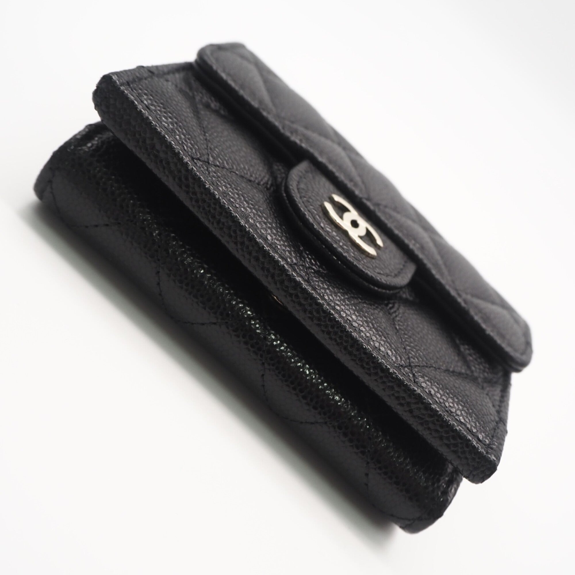Chanel Matelasse Black Grained Calfskin Wallet (Tri-Fold) (Pre-Owned)