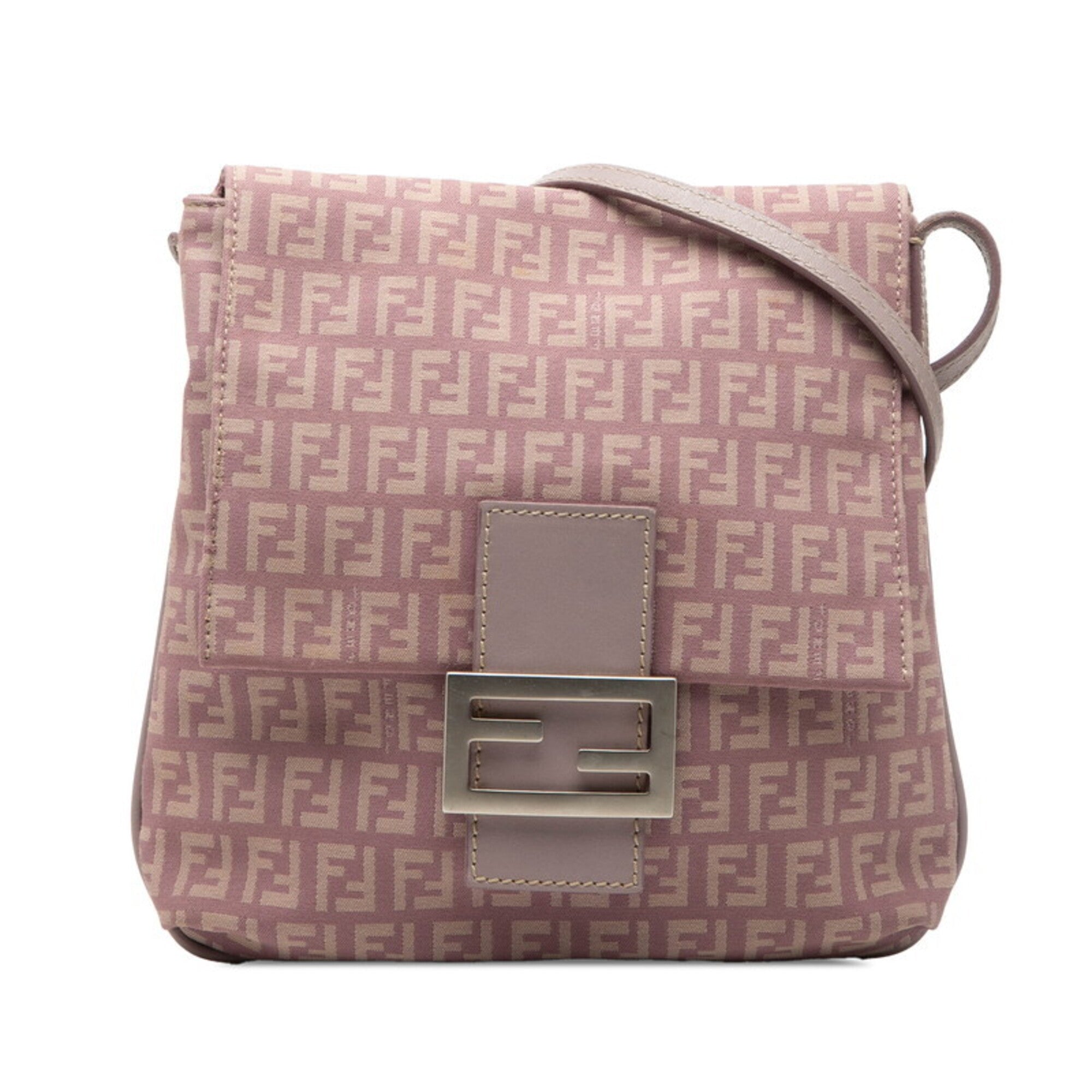 Fendi Light Purple Canvas Leather Shoulder Bag (Pre-Owned)