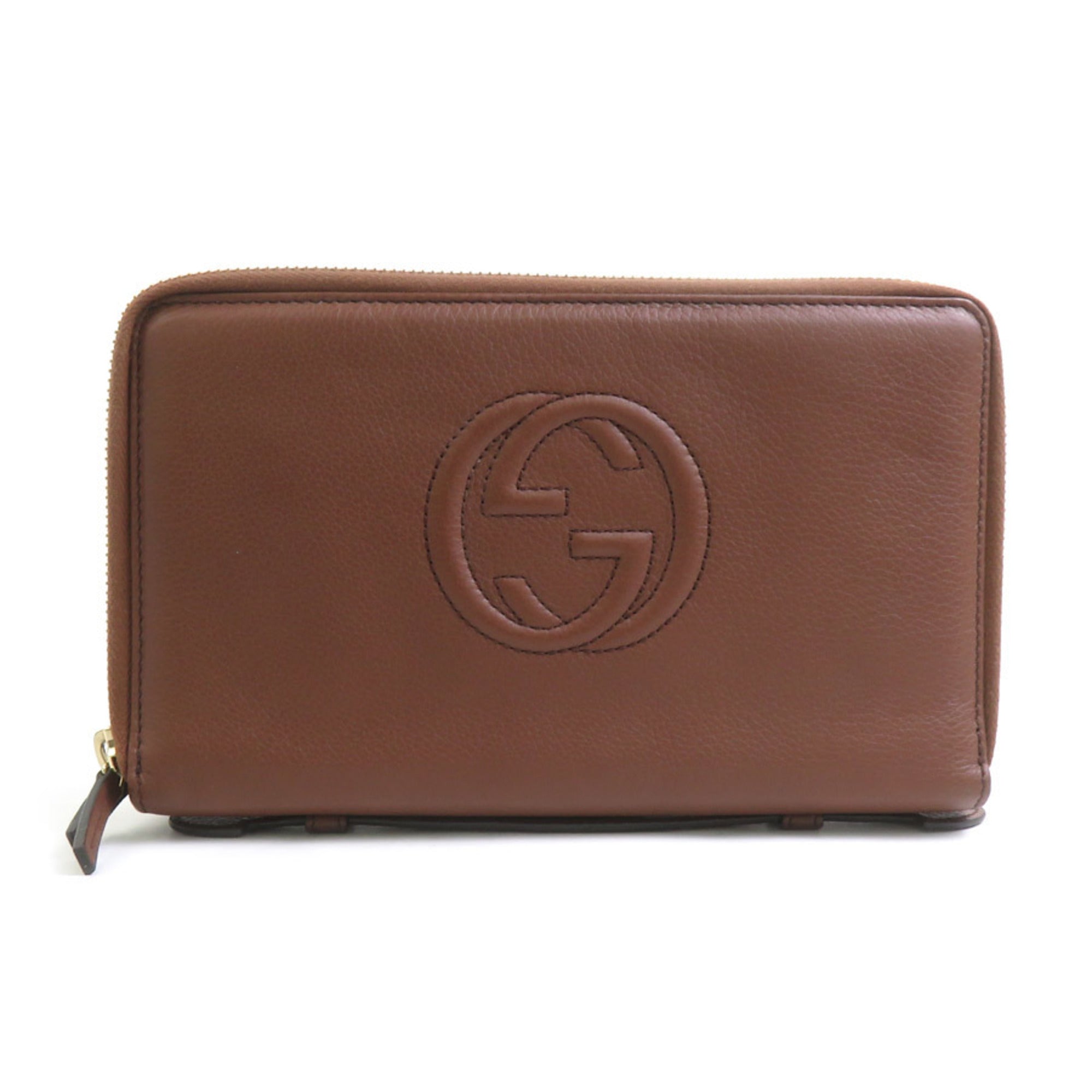 Gucci Brown Leather Long Wallet (Bi-Fold) (Pre-Owned)