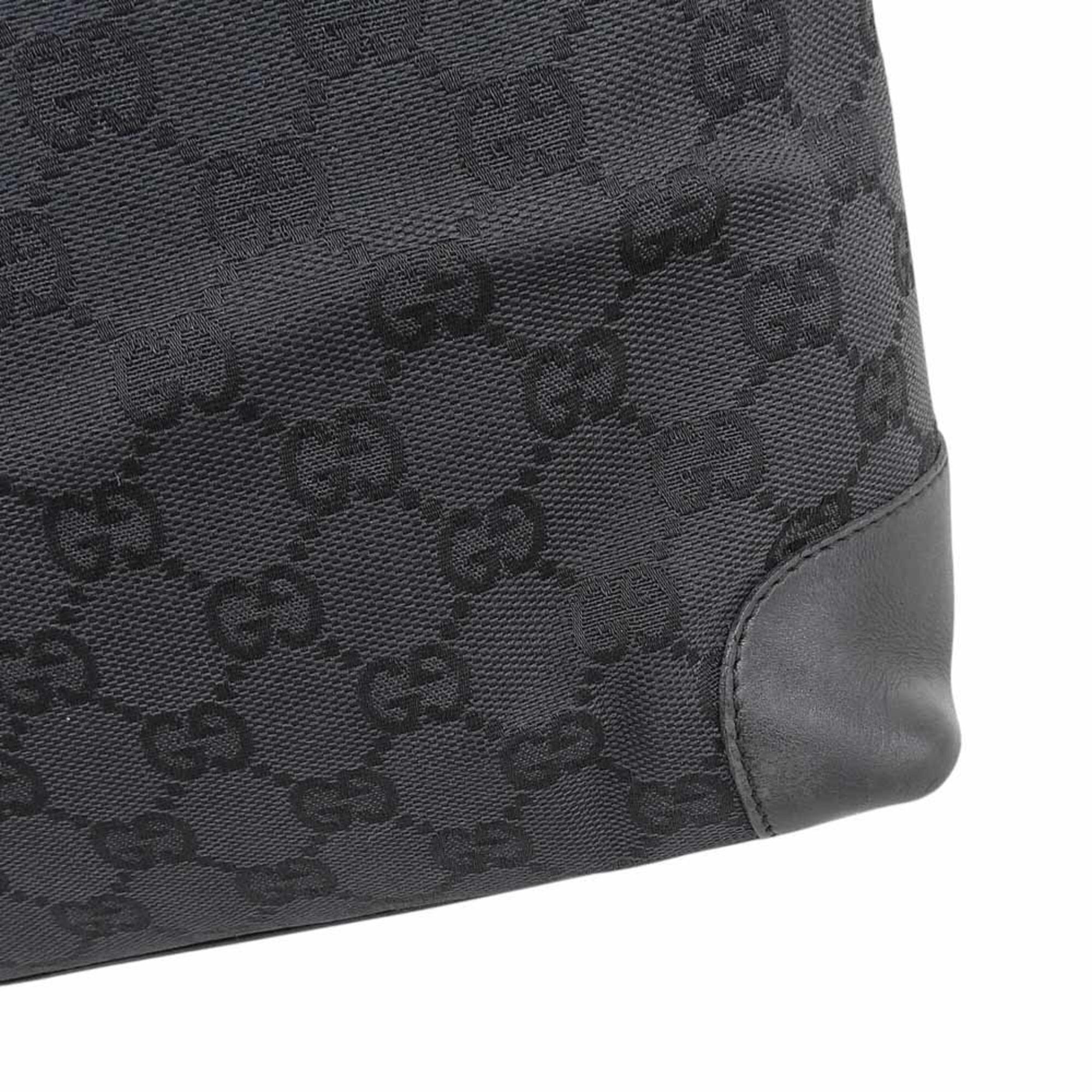 Gucci Black Gg Canvas Leather Handbag Tote Bag (Pre-Owned)