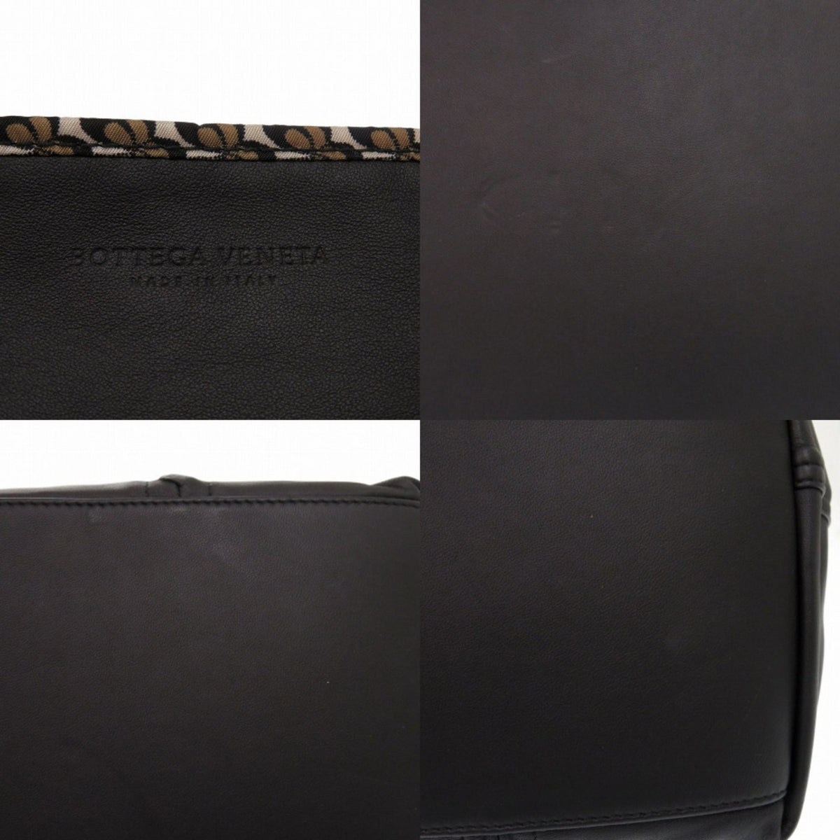 Bottega Veneta Intrecciato Beige Black Cream Intrecciato Nylon Tote Bag (Pre-Owned)
