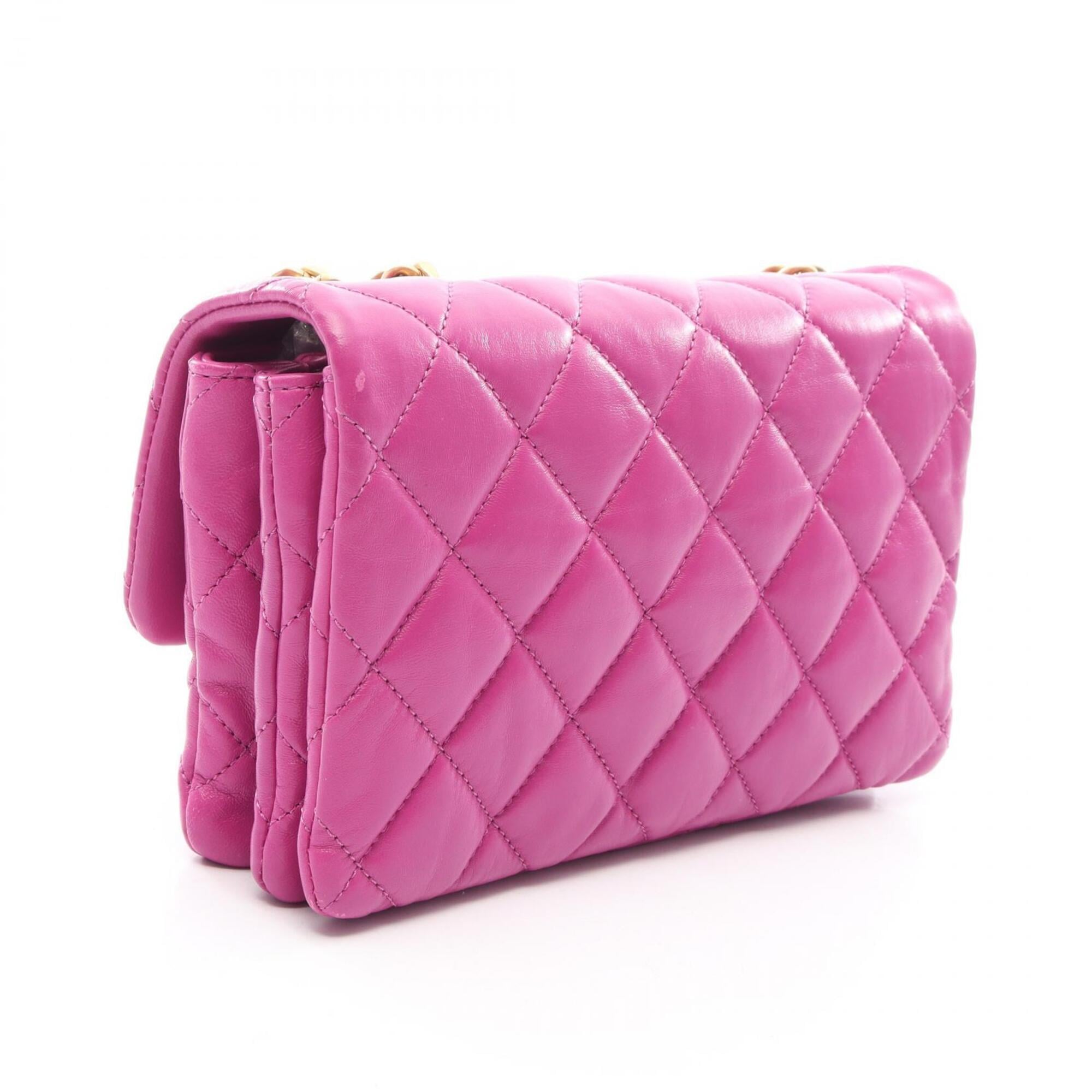 Chanel Purple Leather Handbag Shoulder Bag (Pre-Owned)