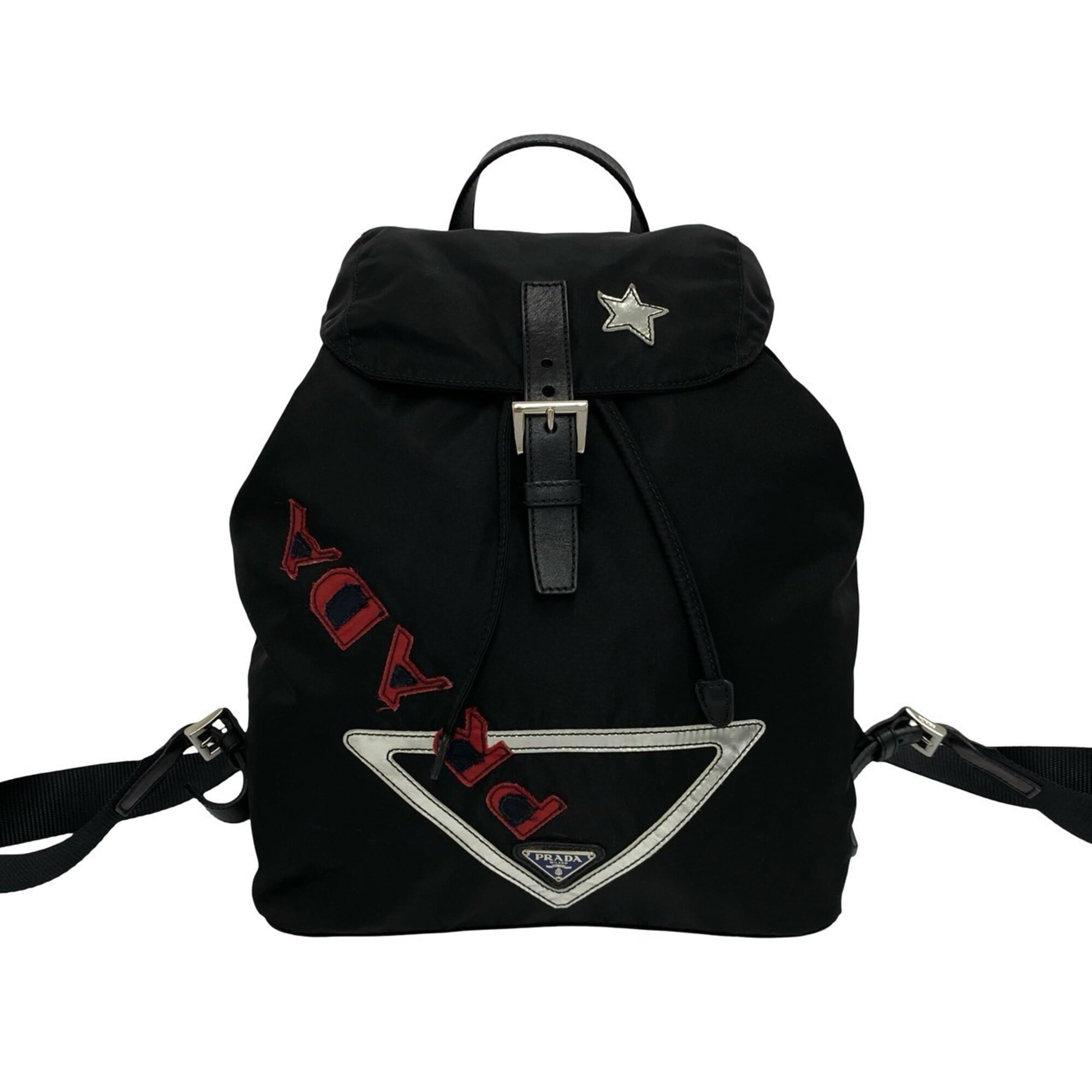 Prada Black Nylon Leather Backpack (Pre-Owned)