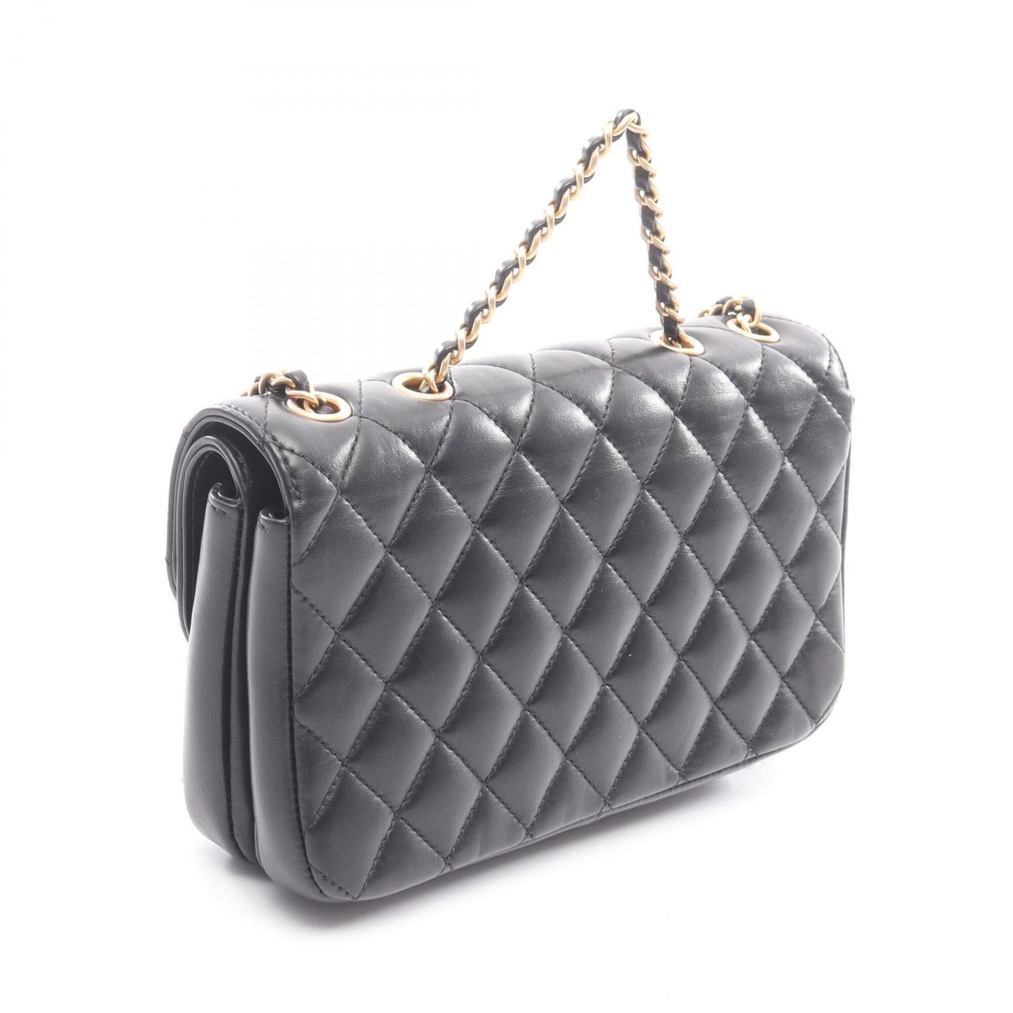 Chanel Black Leather Handbag Shoulder Bag (Pre-Owned)