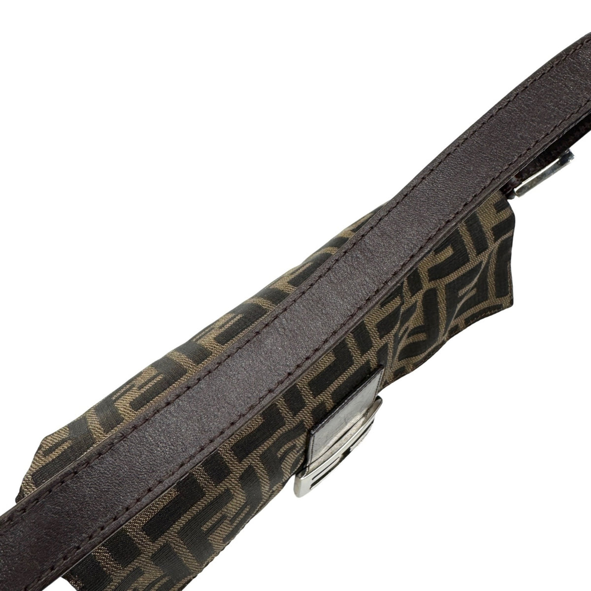 Fendi Zucca Brown Canvas Leather Handbag Pouch (Pre-Owned)