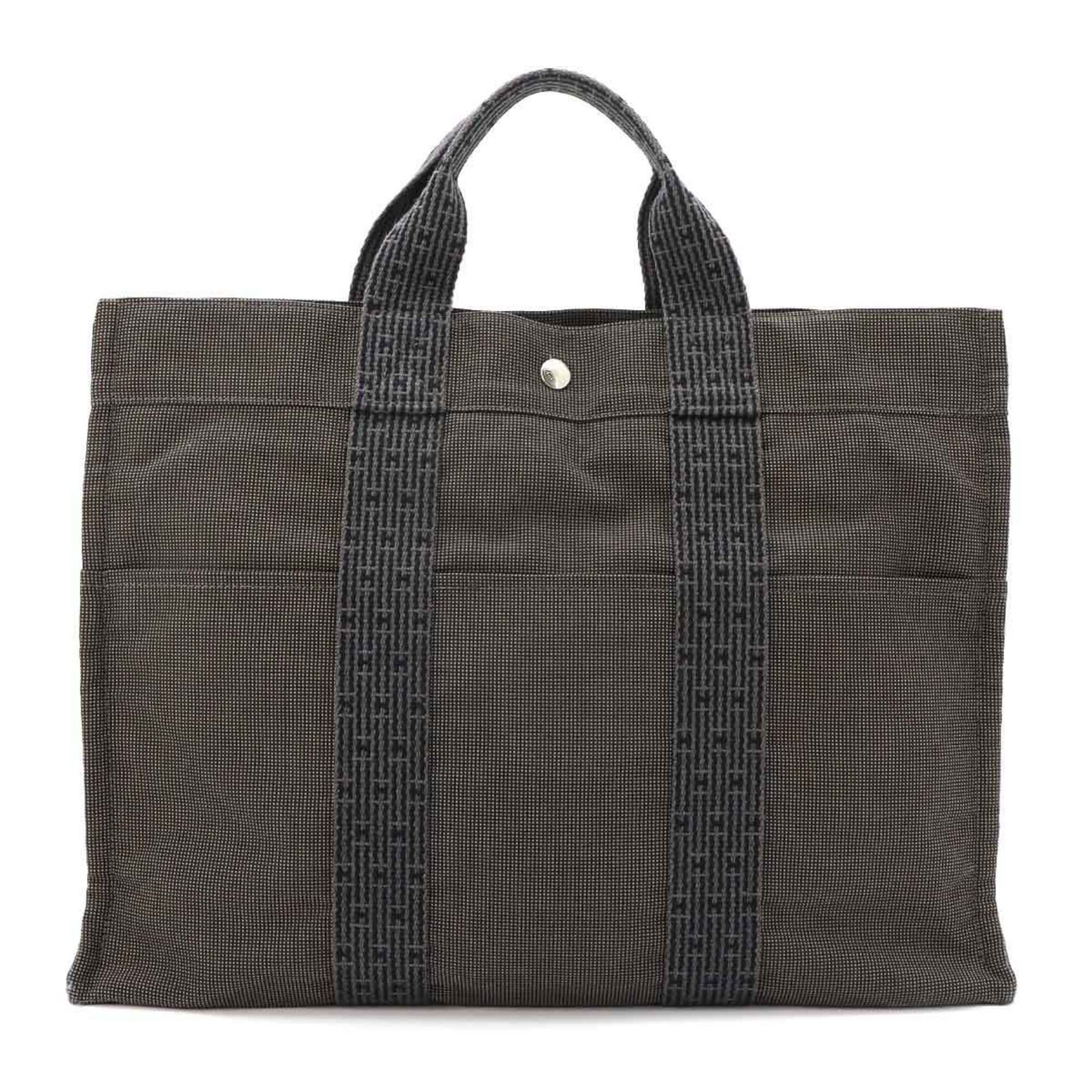 Hermes Gray Canvas Handbag Tote Bag (Pre-Owned)