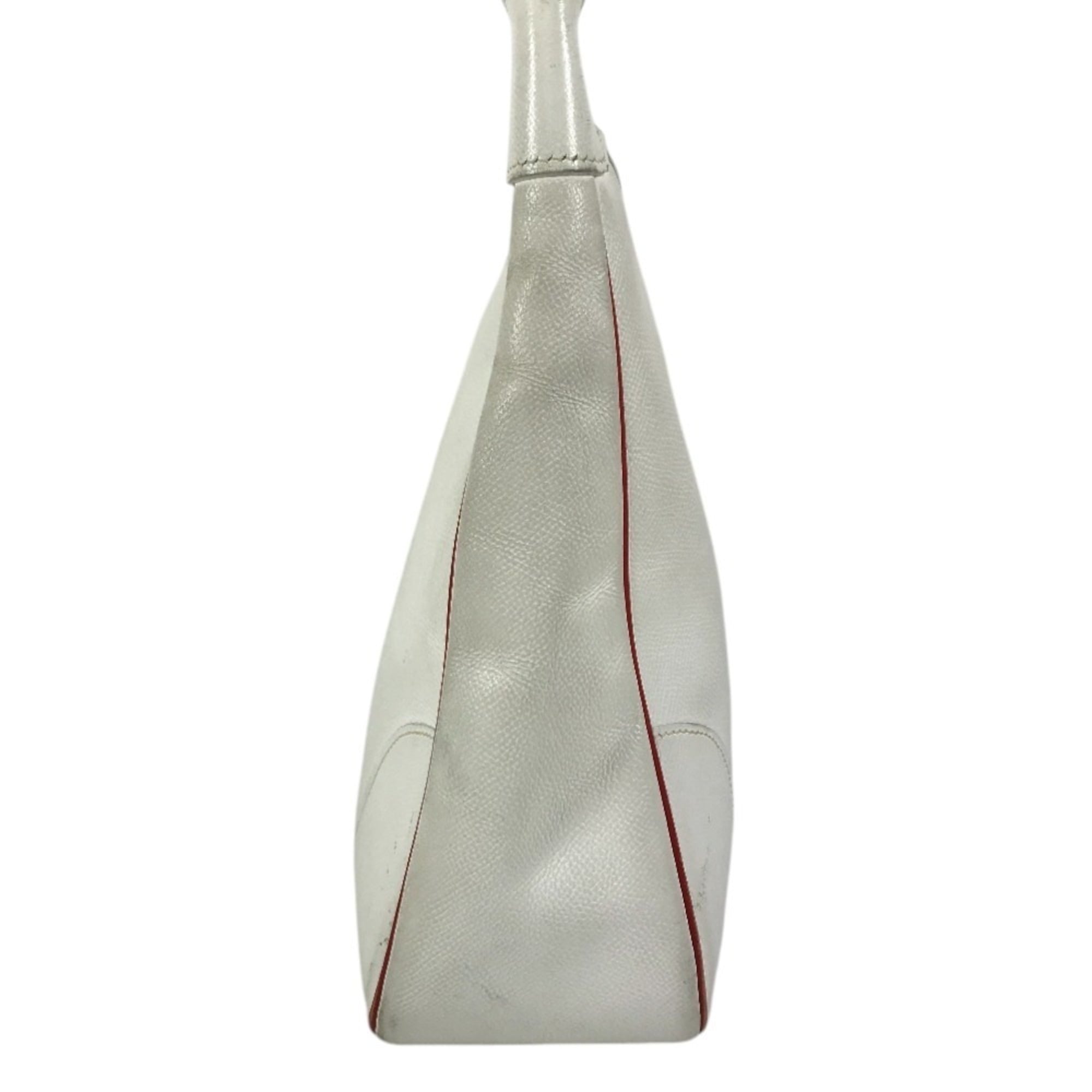 Hermes Red Color White Leather Shoulder Bag Tote Bag (Pre-Owned)