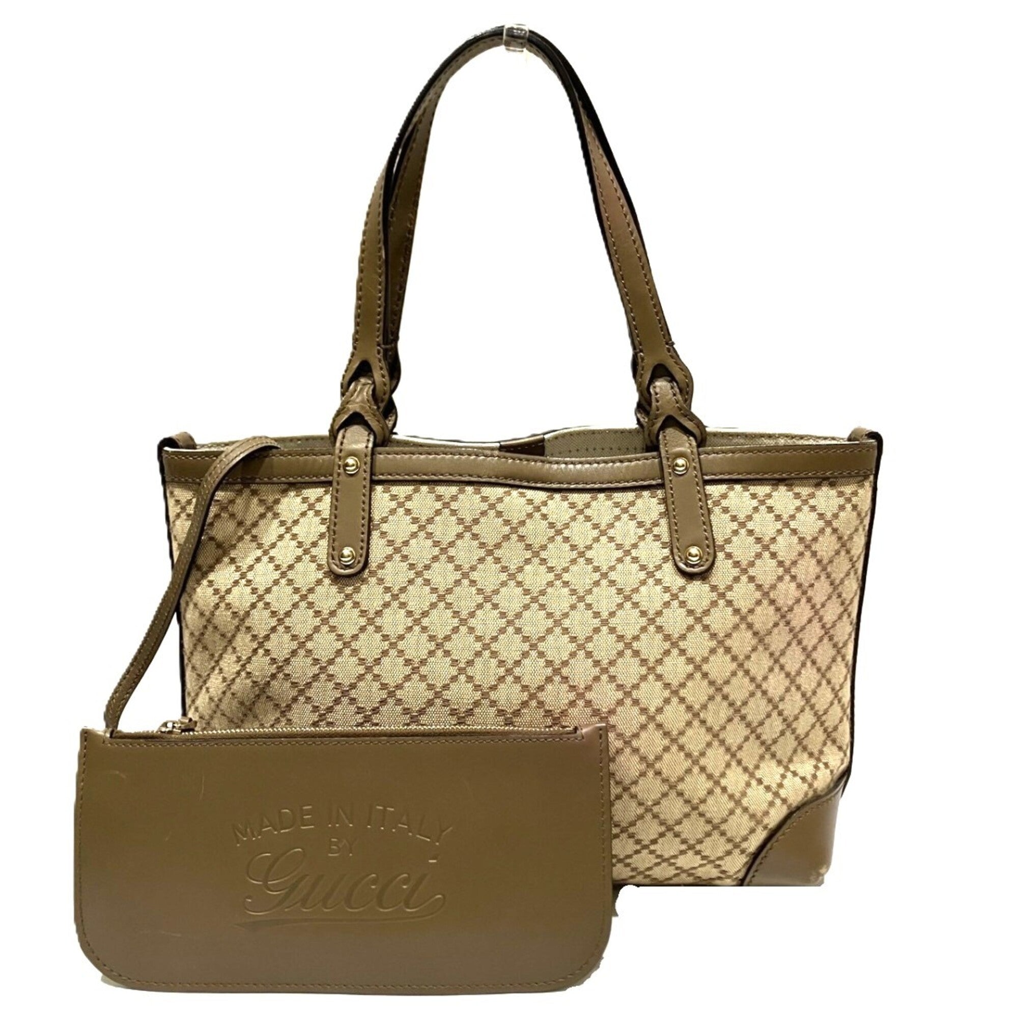 Gucci Beige Canvas Pouch Tote Bag (Pre-Owned)