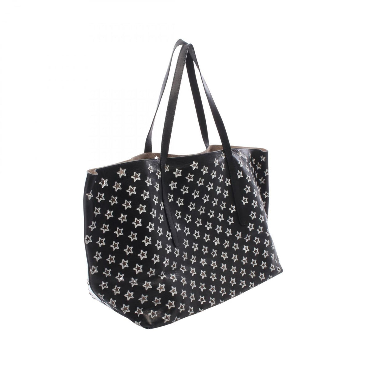 Jimmy Choo Black Silver Leather Handbag Tote Bag (Pre-Owned)