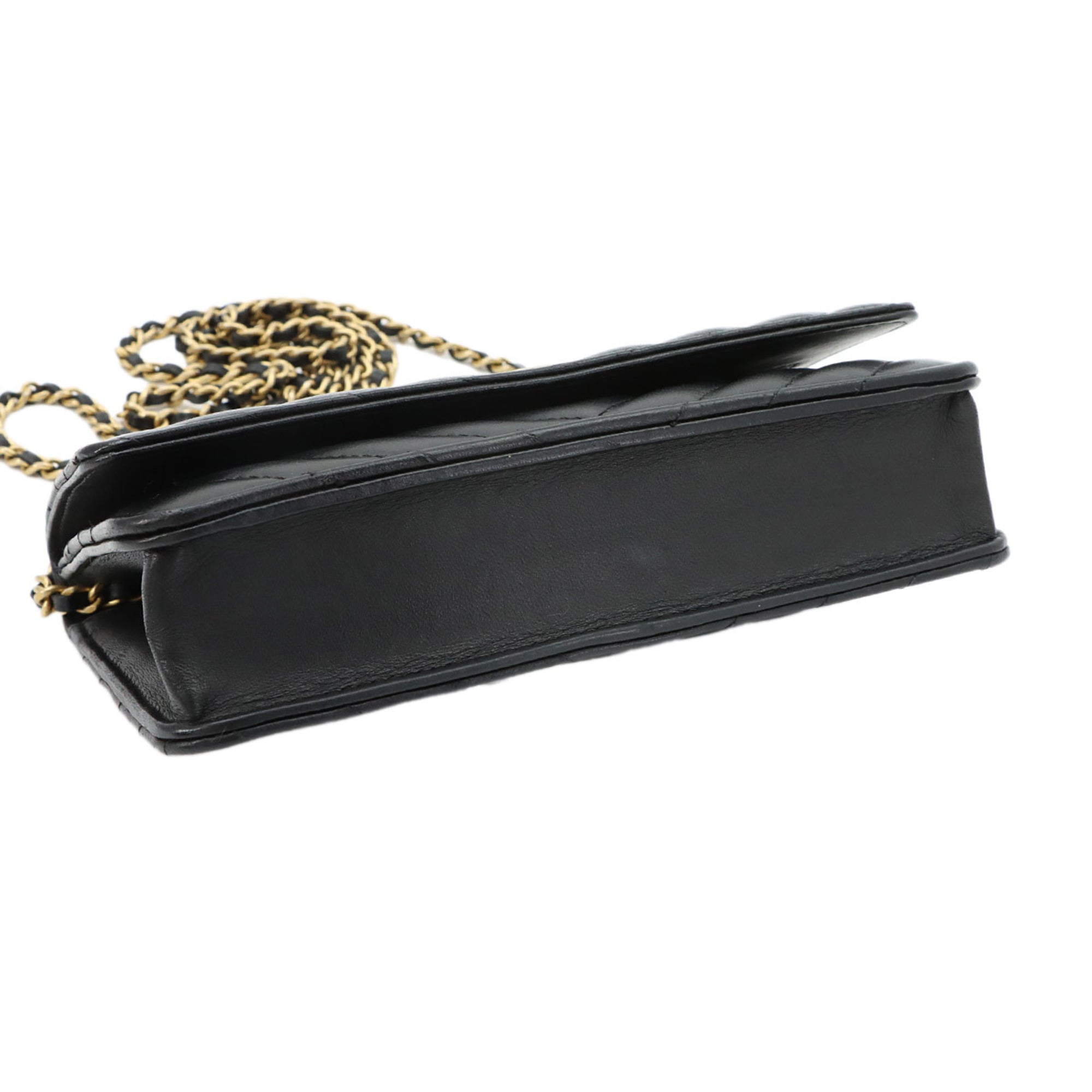 Chanel Black Leather Chain/Shoulder Wallet (Pre-Owned)