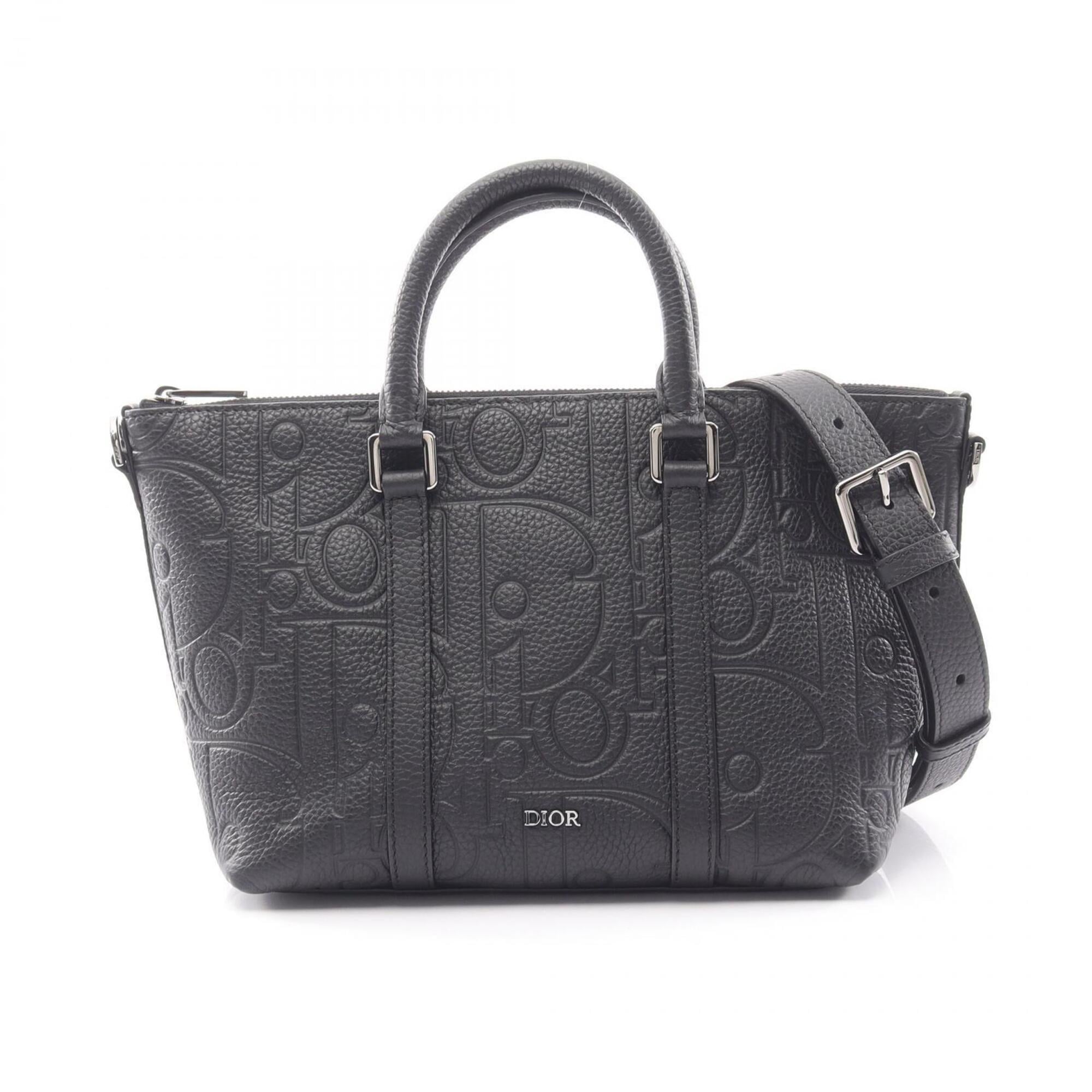 Christian Dior Black Leather Handbag Weekend Bag (Pre-Owned)