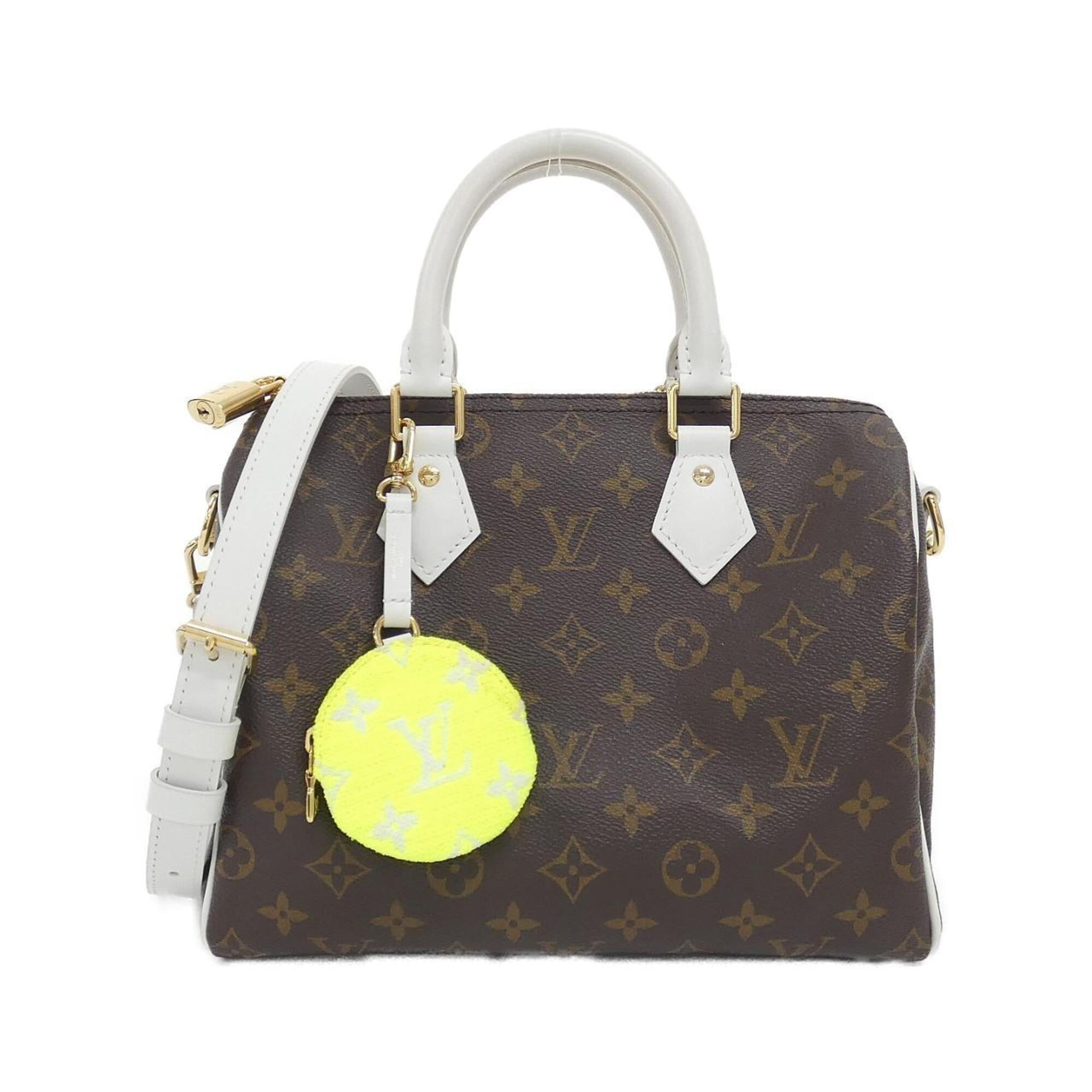 Louis Vuitton Blanc Marron Coated Canvas Leather Boston Bag Pouch (Pre-Owned)